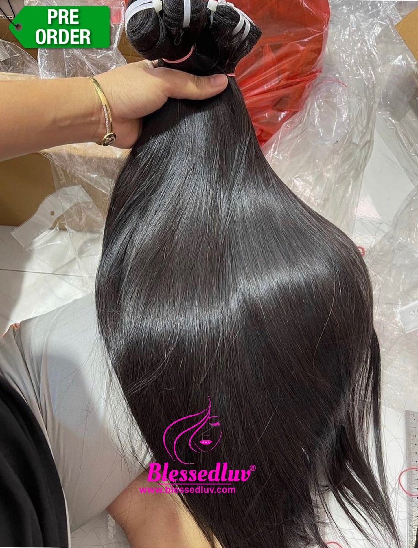 8 Inch - 50g Donor Hair - Luxury Bone Straight Super Double Drawn - Last 5 Years+-Hair Extensions-www.blessedluv.com-Brazilianweave.com