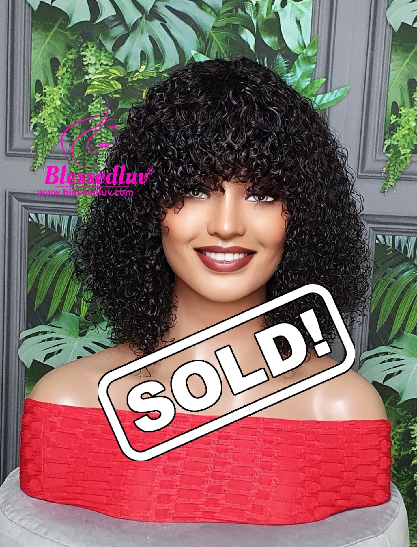 Grace - Brazilian Curly Fringe Machine Mono Wig-Wigs-www.brazilianweave.com-Brazilianweave.com