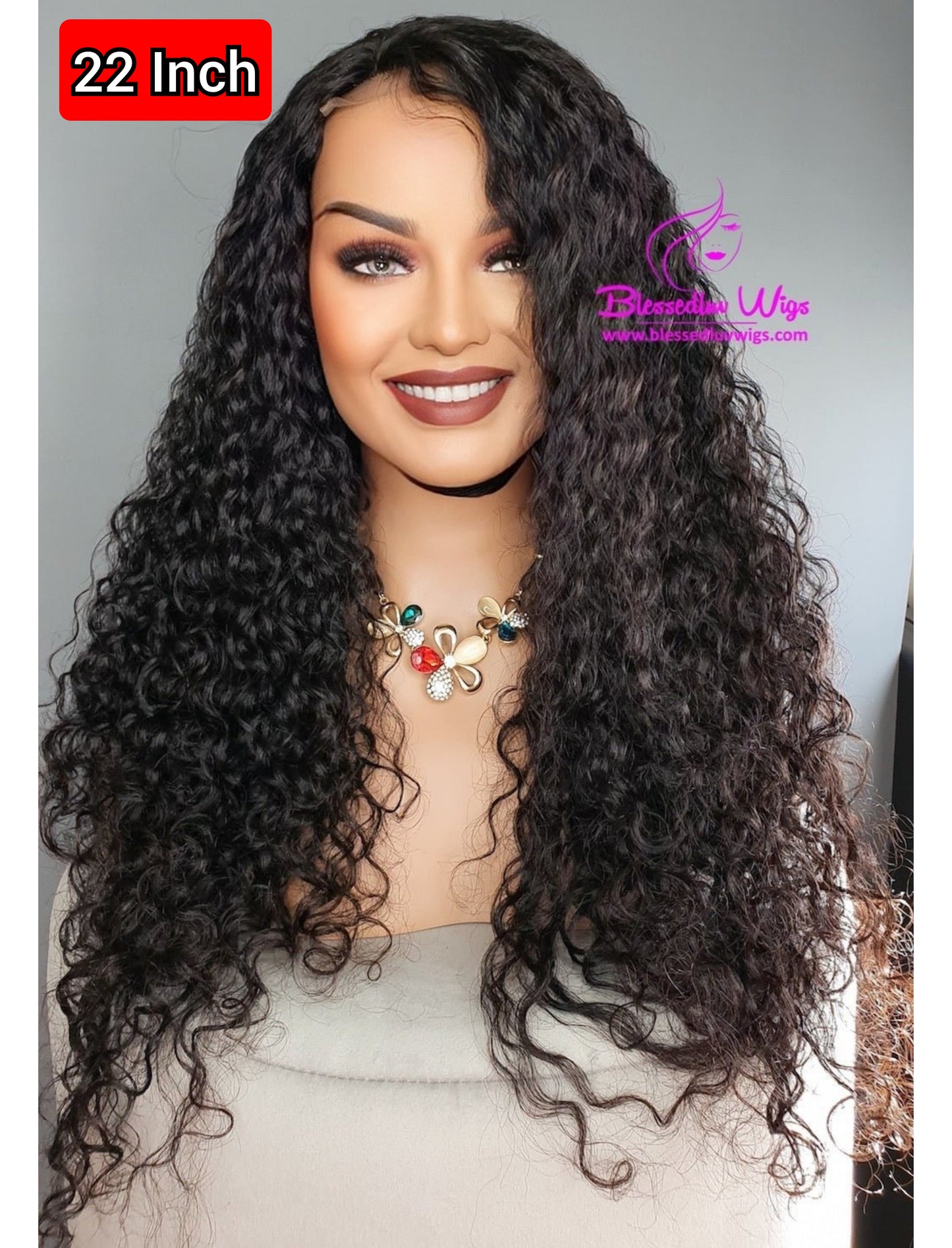 Amara - Natural Curly Brazilian Lace Frontal Wig - 22 Inch SALE WIG-Wigs-www.blessedluv.com-Brazilianweave.com