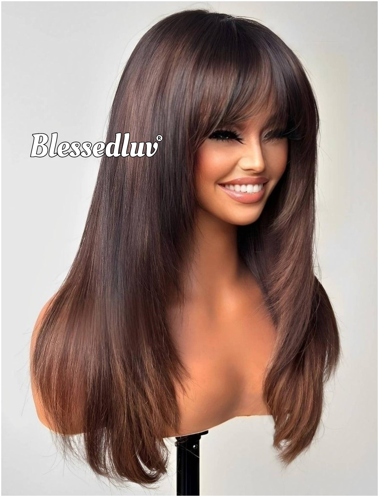 Juliette – Glueless Layered Bangs HD 5x5 Closure Lace Wig Balayage, Ready to Wear-Blessedluv.com-Brazilianweave.com