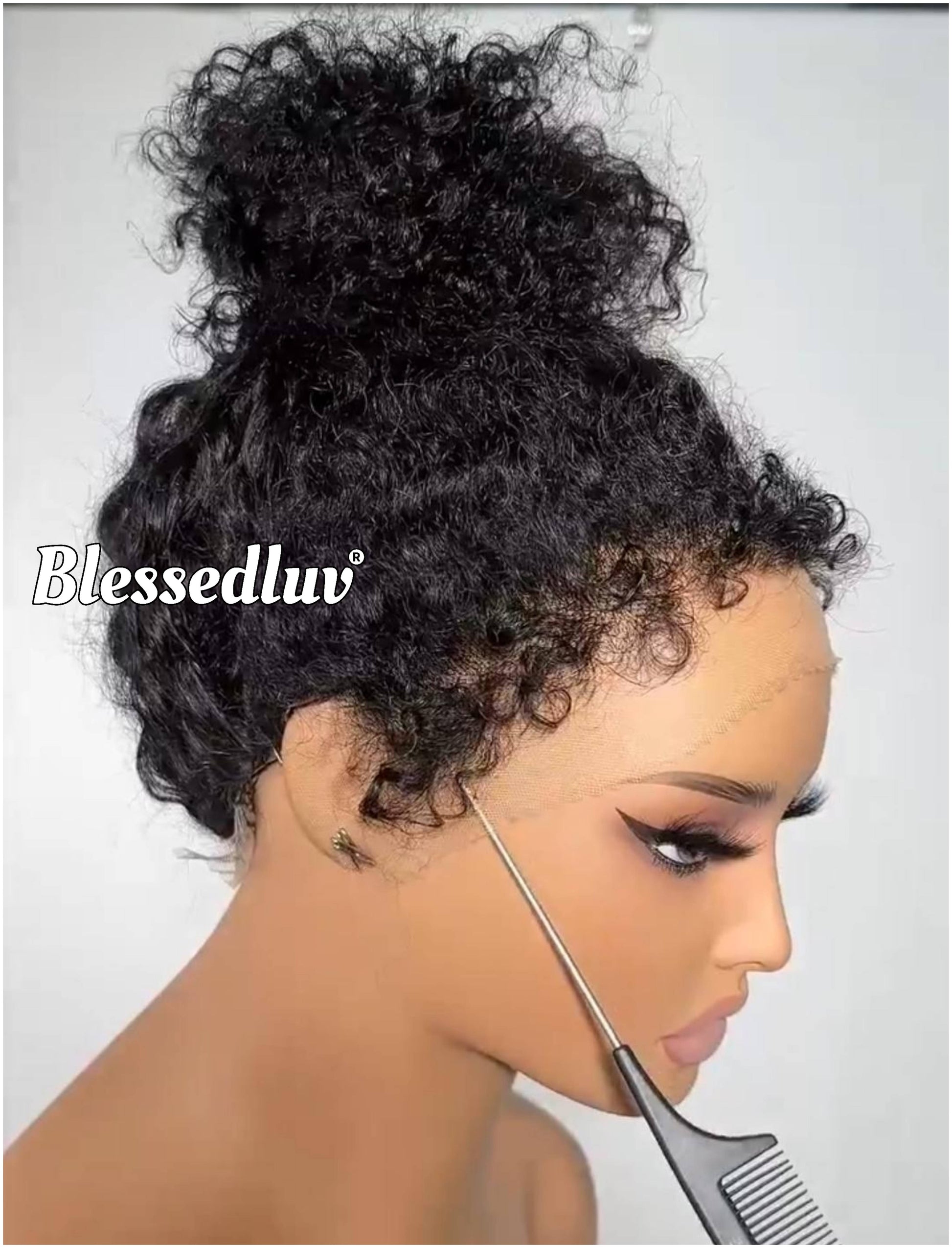 Victoria - Curly 360 Drawstring Frontal Kinky Straight Texture Ventilated Lace Wig-Blessedluv.com-Brazilianweave.com