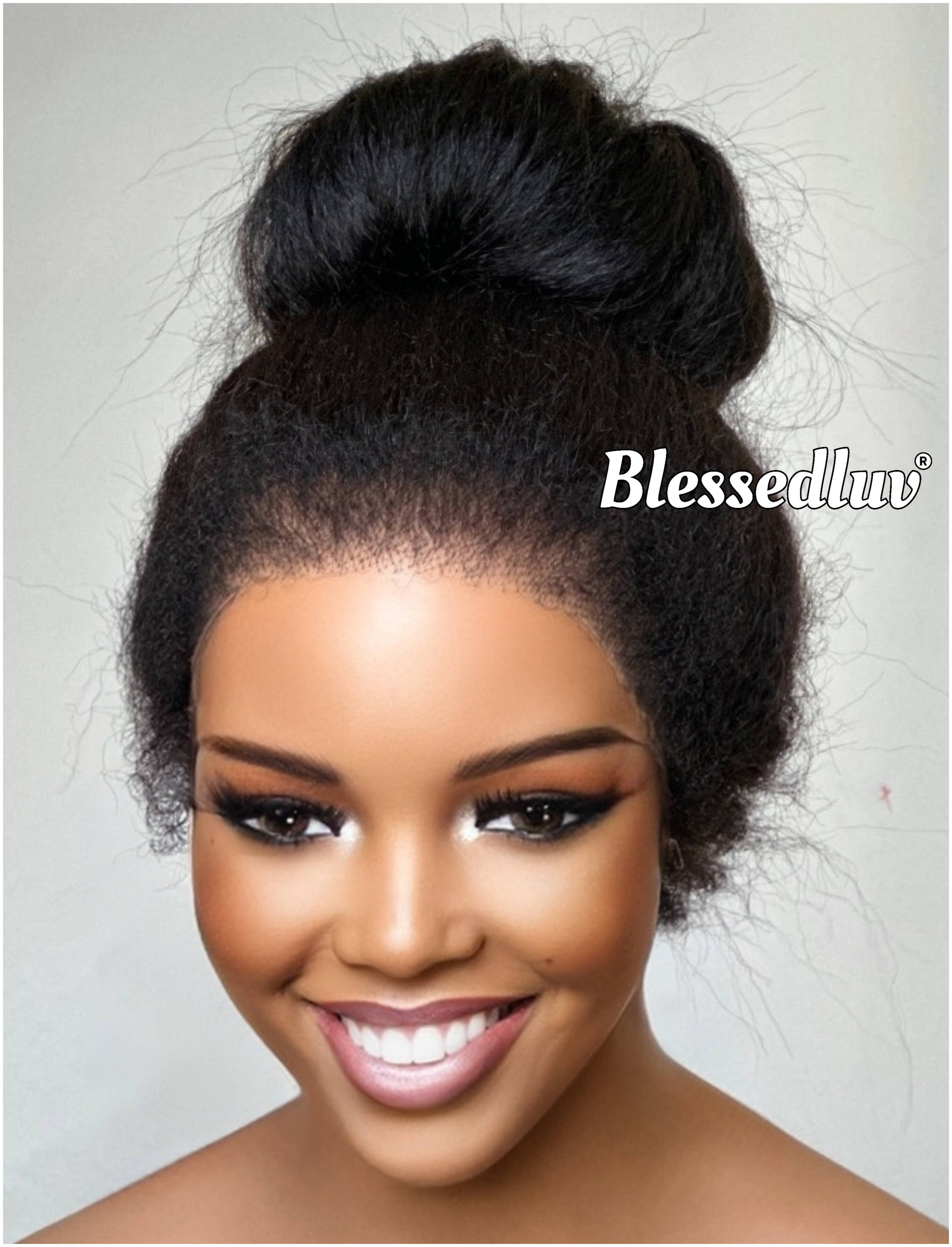 Zara - 360 Drawstring Frontal Kinky Straight Texture Ventilated Lace Wig-Blessedluv.com-Brazilianweave.com