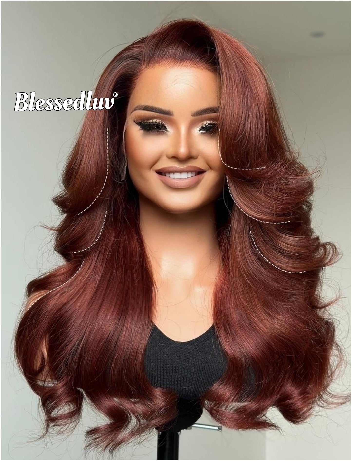 Kiara – Glueless Layered HD 13x4 Closure Lace Wig in Cherry, Ready to Wear-Blessedluv.com-Brazilianweave.com