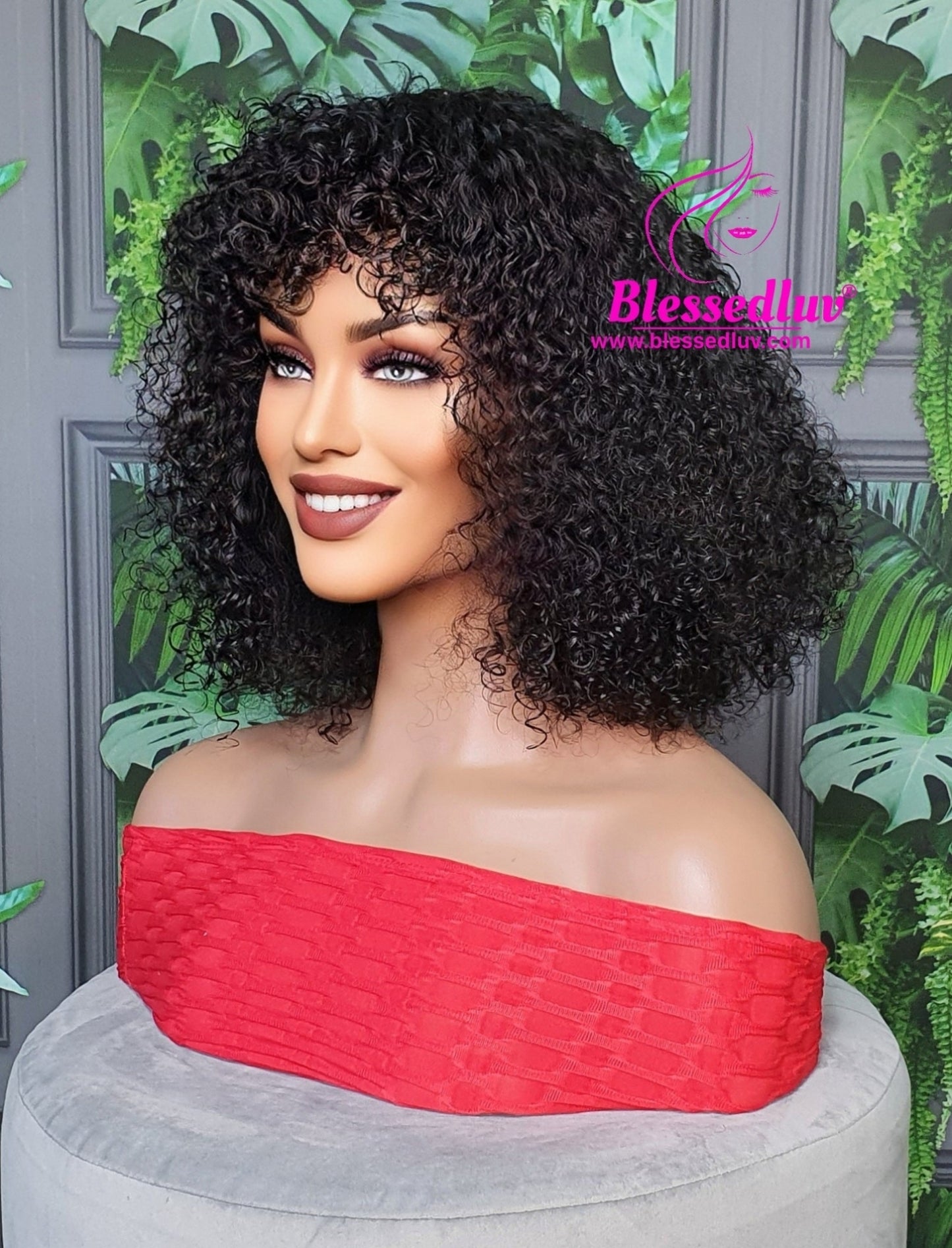 Kemi - Glueless Brazilian Curly Fringe Machine Wig-Wigs-www.blessedluv.com-Brazilianweave.com