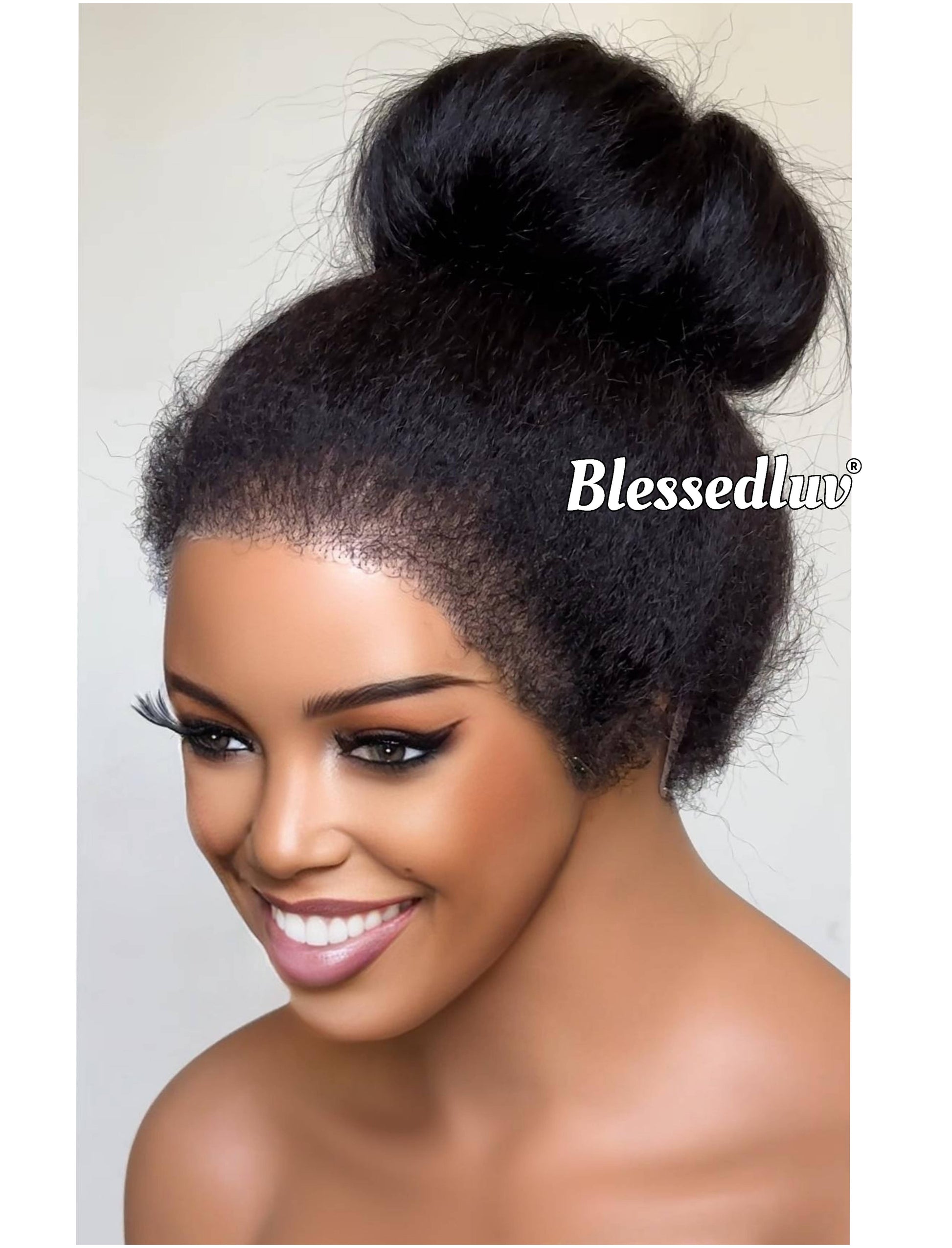 Zara - 360 Drawstring Frontal Kinky Straight Texture Ventilated Lace Wig-Blessedluv.com-Brazilianweave.com