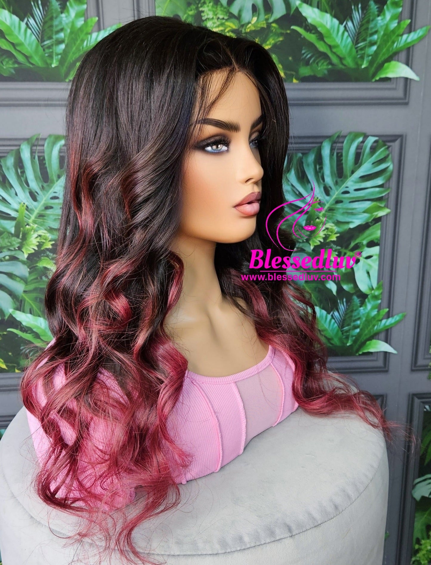 Daisy - Burgundy Ombré Closure Wig-Wigs-www.blessedluv.com-Brazilianweave.com