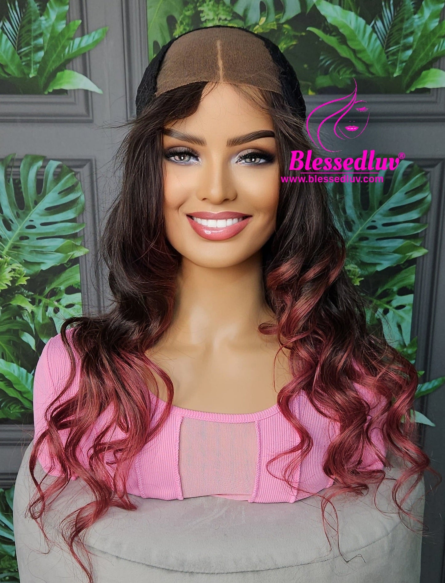 Daisy - Burgundy Ombré Closure Wig-Wigs-www.blessedluv.com-Brazilianweave.com