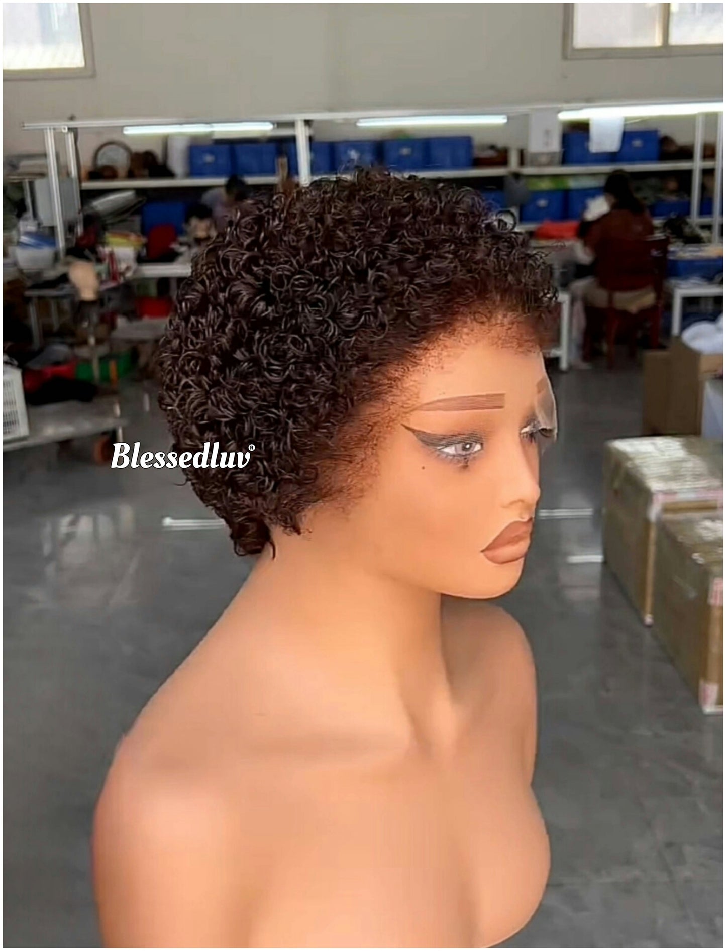 Paulette – Afro Curly Pixie Glueless Lace Wig, Ready to Wear