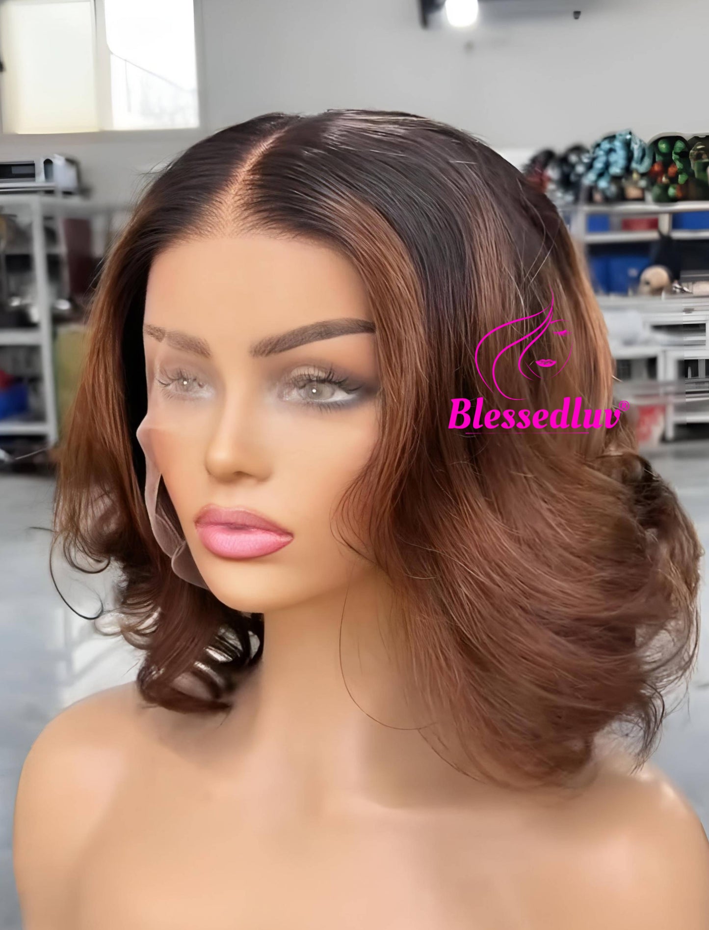 Sandra- HD Lace Frontal Ombre Wig - Bouncy Curls-Wig-Blessedluv.com-Brazilianweave.com
