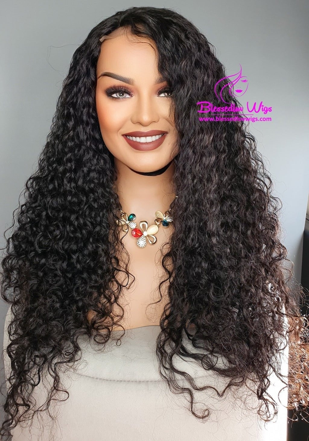 Amara - Natural Curly Brazilian Lace Frontal Wig - 22 Inch SALE WIG-Wigs-www.blessedluv.com-Brazilianweave.com