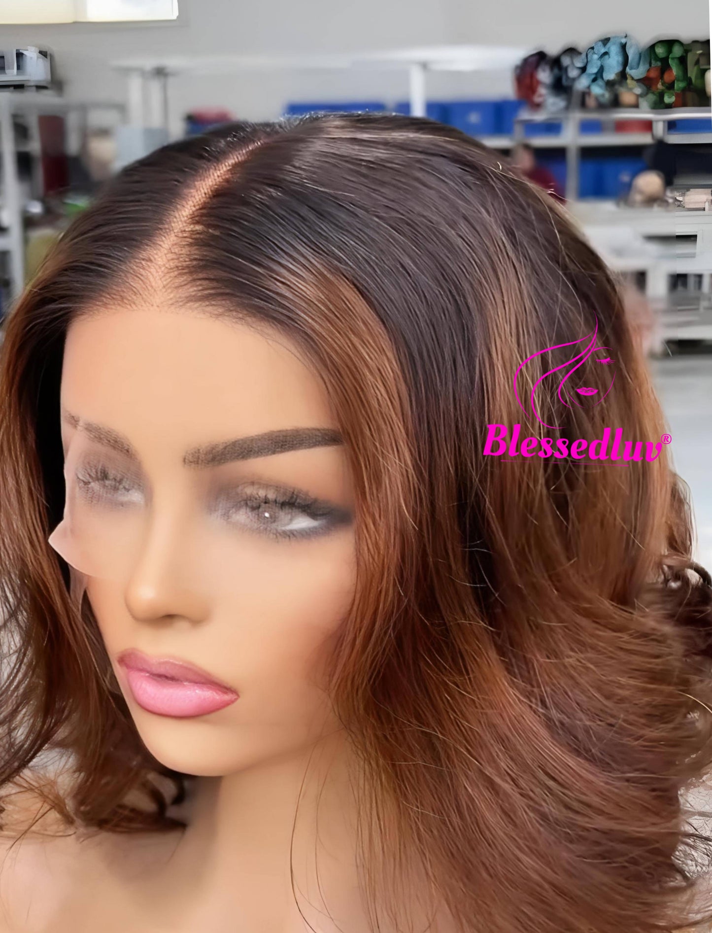 Sandra- HD Lace Frontal Ombre Wig - Bouncy Curls-Wig-Blessedluv.com-Brazilianweave.com