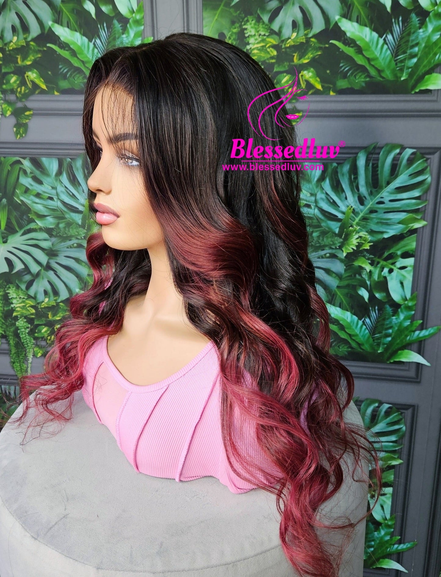 Daisy - Burgundy Ombré Closure Wig-Wigs-www.blessedluv.com-Brazilianweave.com