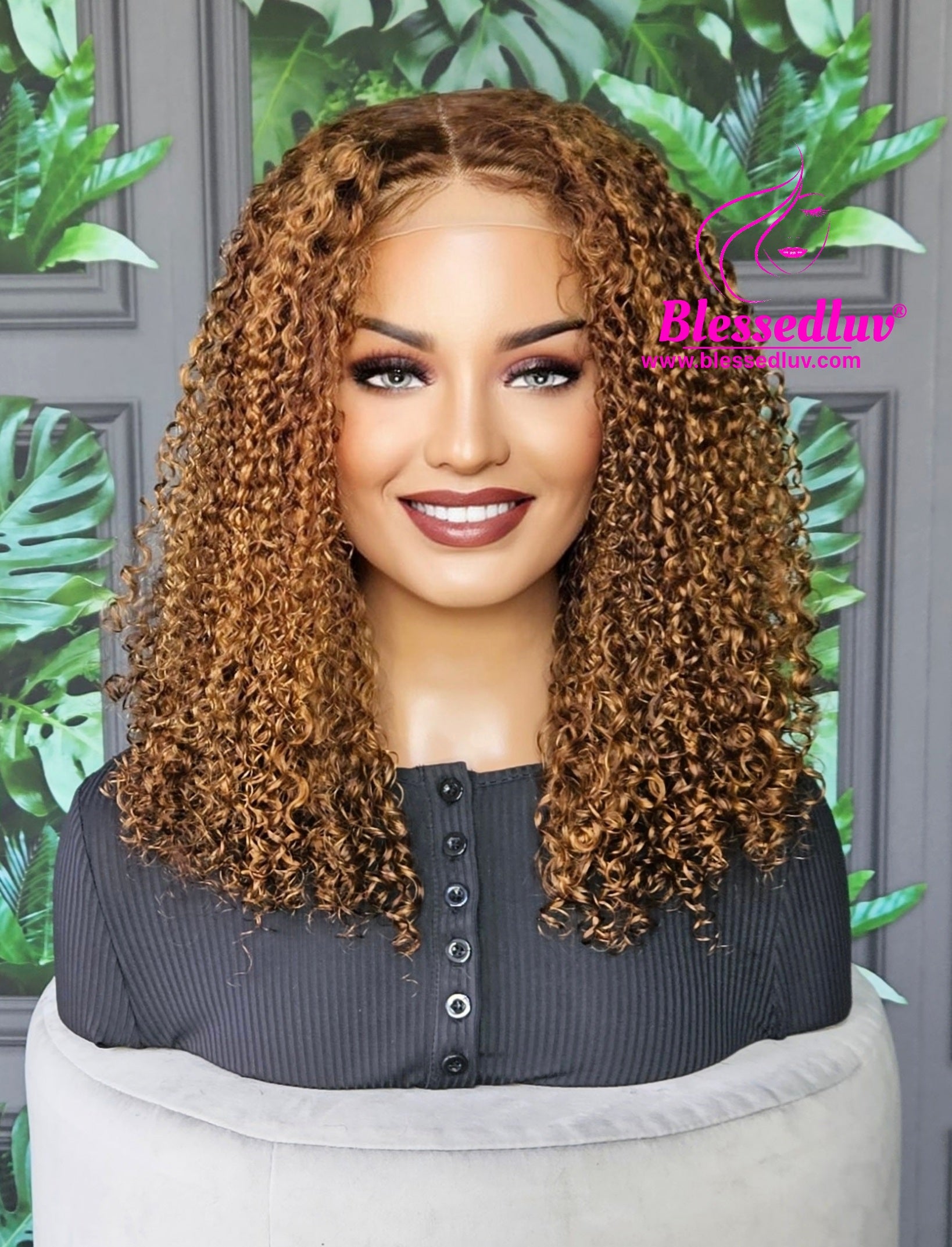 Boys W Center Partings London - Luxury Curly Balayage Lace Closure Wig - Center Parting