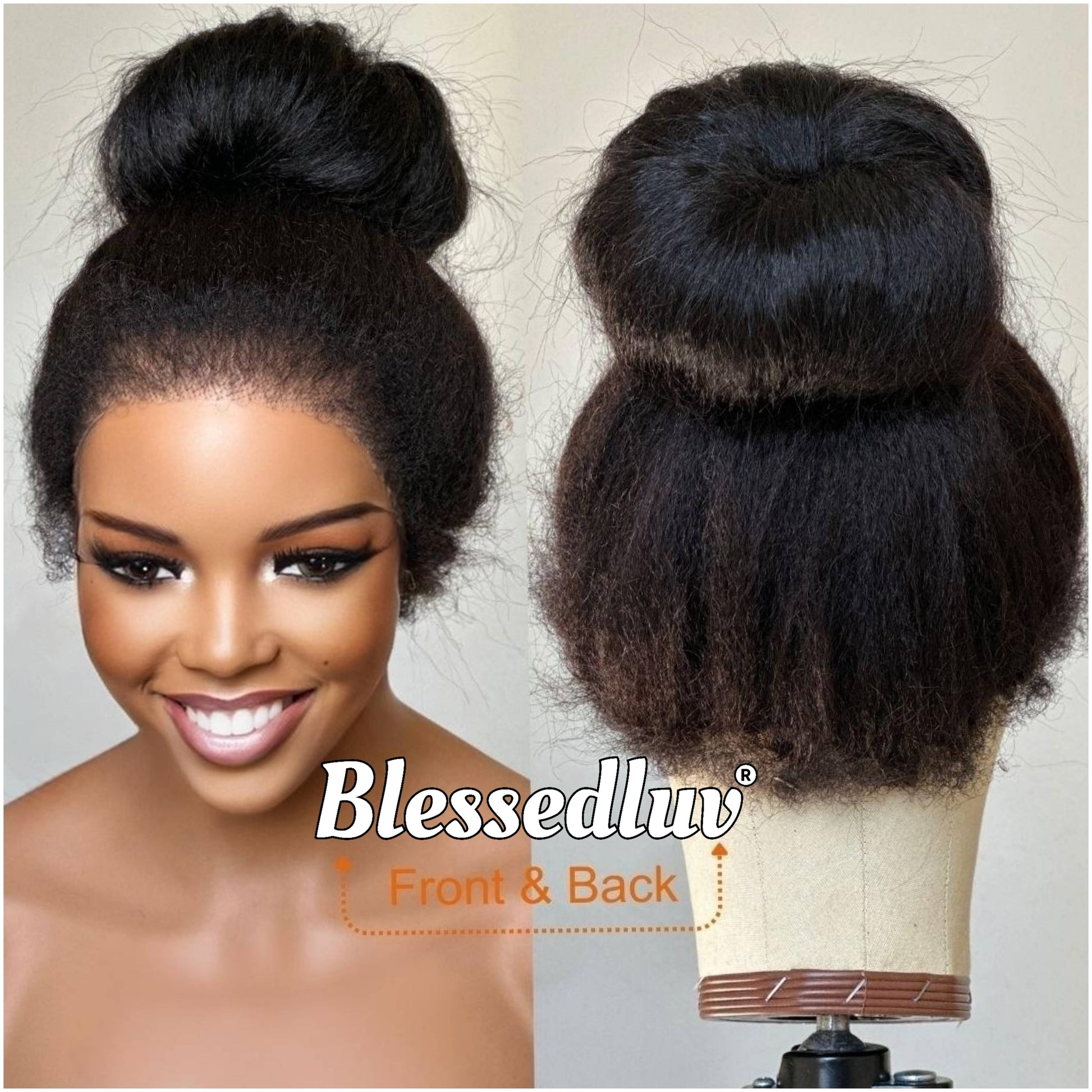 Zara - 360 Drawstring Frontal Kinky Straight Texture Ventilated Lace Wig-Blessedluv.com-Brazilianweave.com