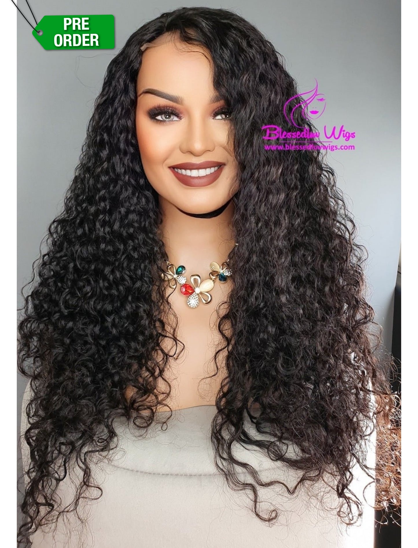 Amara - Natural Curly Brazilian Lace Frontal Wig - 22 Inch SALE WIG-Wigs-www.blessedluv.com-Brazilianweave.com