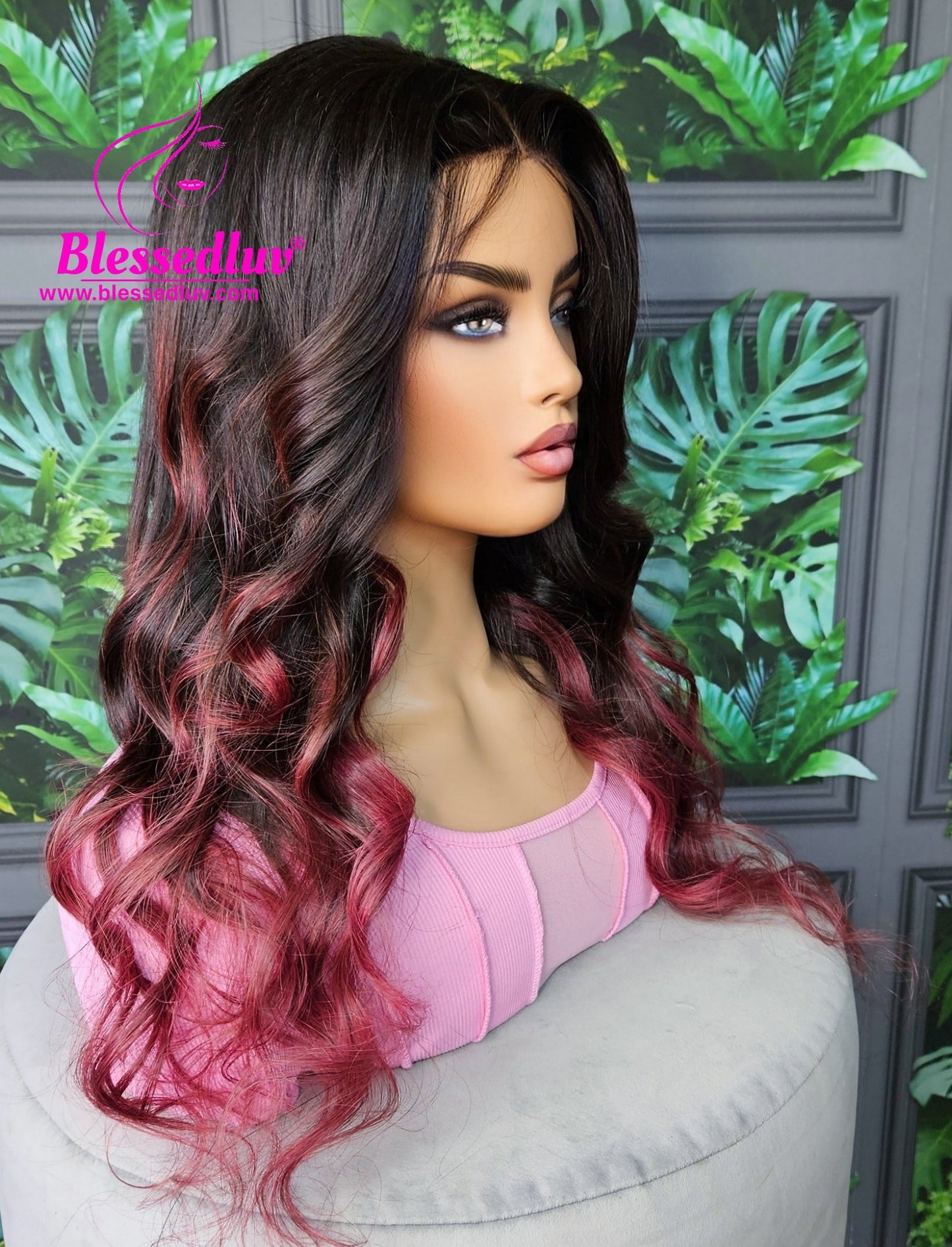 Daisy - Burgundy Ombré Closure Wig-Wigs-www.blessedluv.com-Brazilianweave.com