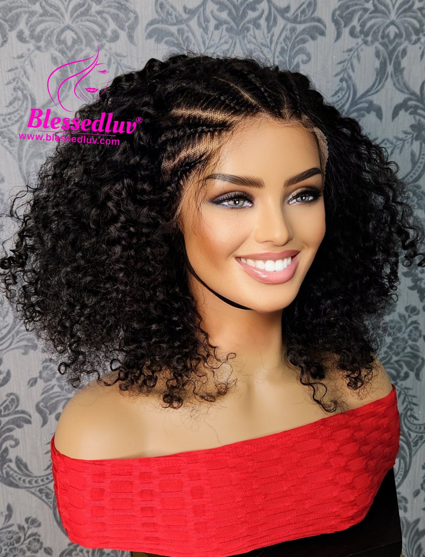 Ada - Braided Glueless Curly Frontal Wig - SALE-Wigs-www.blessedluv.com-Brazilianweave.com