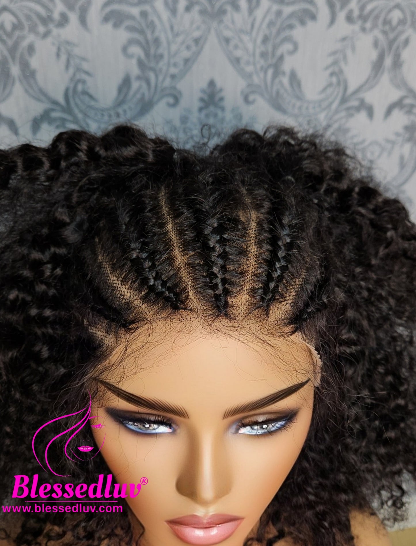 Ada - Braided Glueless Curly Frontal Wig - SALE-Wigs-www.blessedluv.com-Brazilianweave.com
