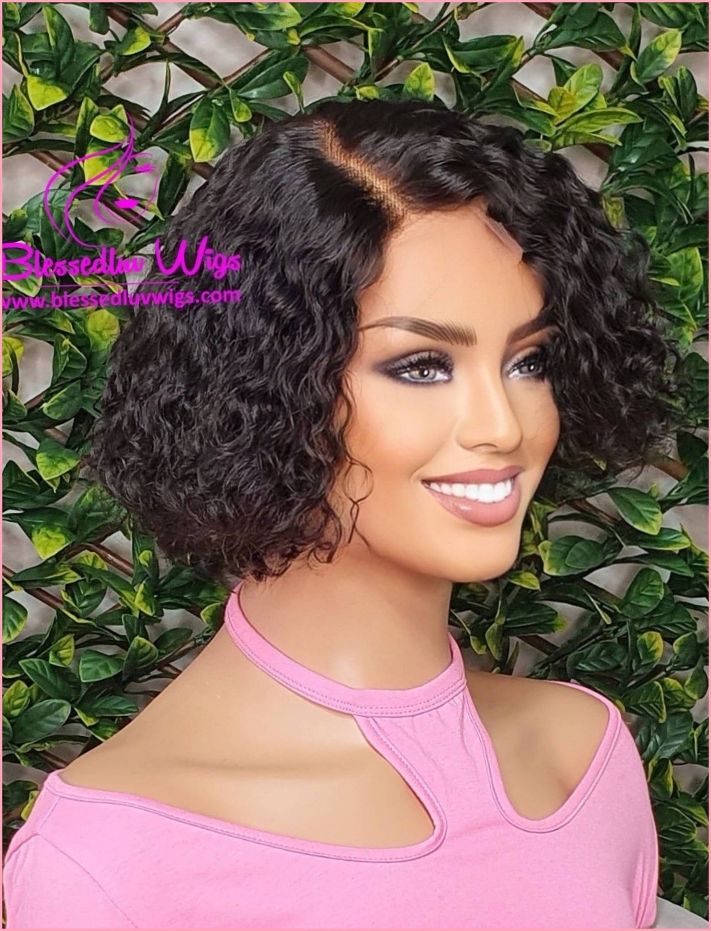 Madeline - Curly Blunt bob Brazilian Lace Closure Wig Sale-Wig-Blessedluv.com-Brazilianweave.com