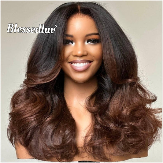 Helena – Glueless Layered HD 5x5 Closure Lace Wig in Ombré, Ready to Wear-Blessedluv.com-Brazilianweave.com