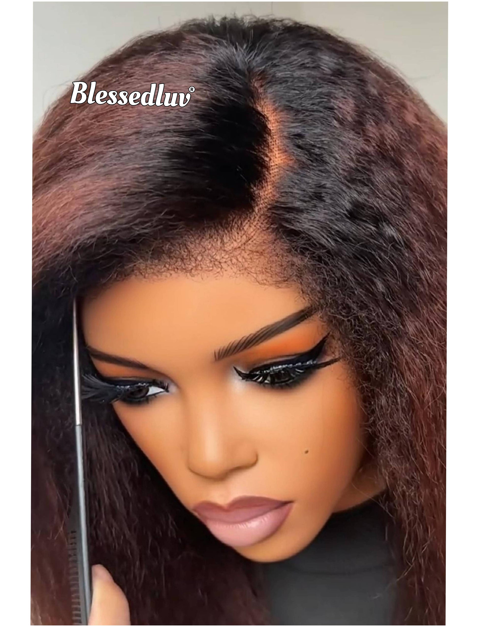 Mona - Bob Kinky Straight Texture Ventilated Glueless Lace Wig-Blessedluv.com-Brazilianweave.com