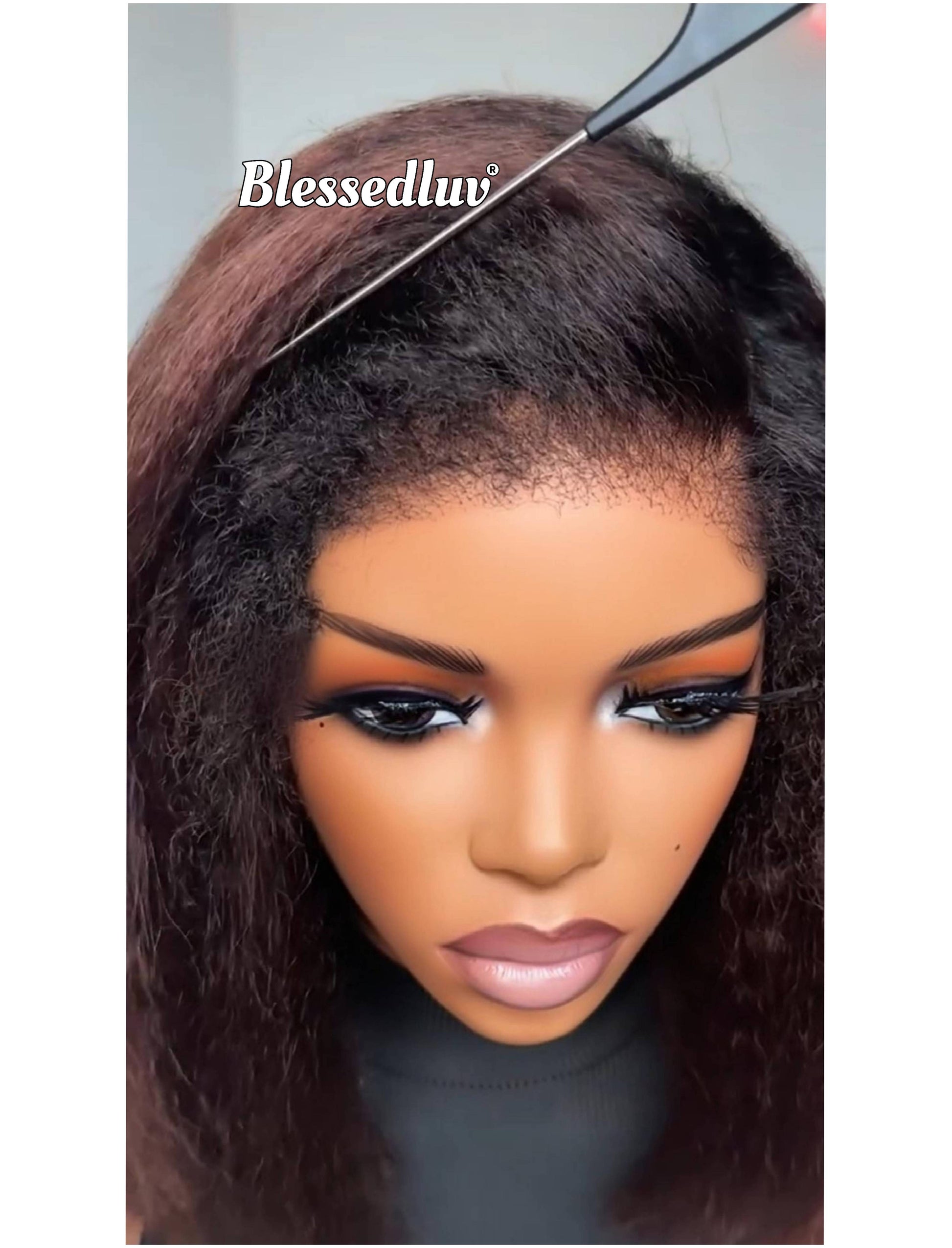 Mona - Bob Kinky Straight Texture Ventilated Glueless Lace Wig-Blessedluv.com-Brazilianweave.com