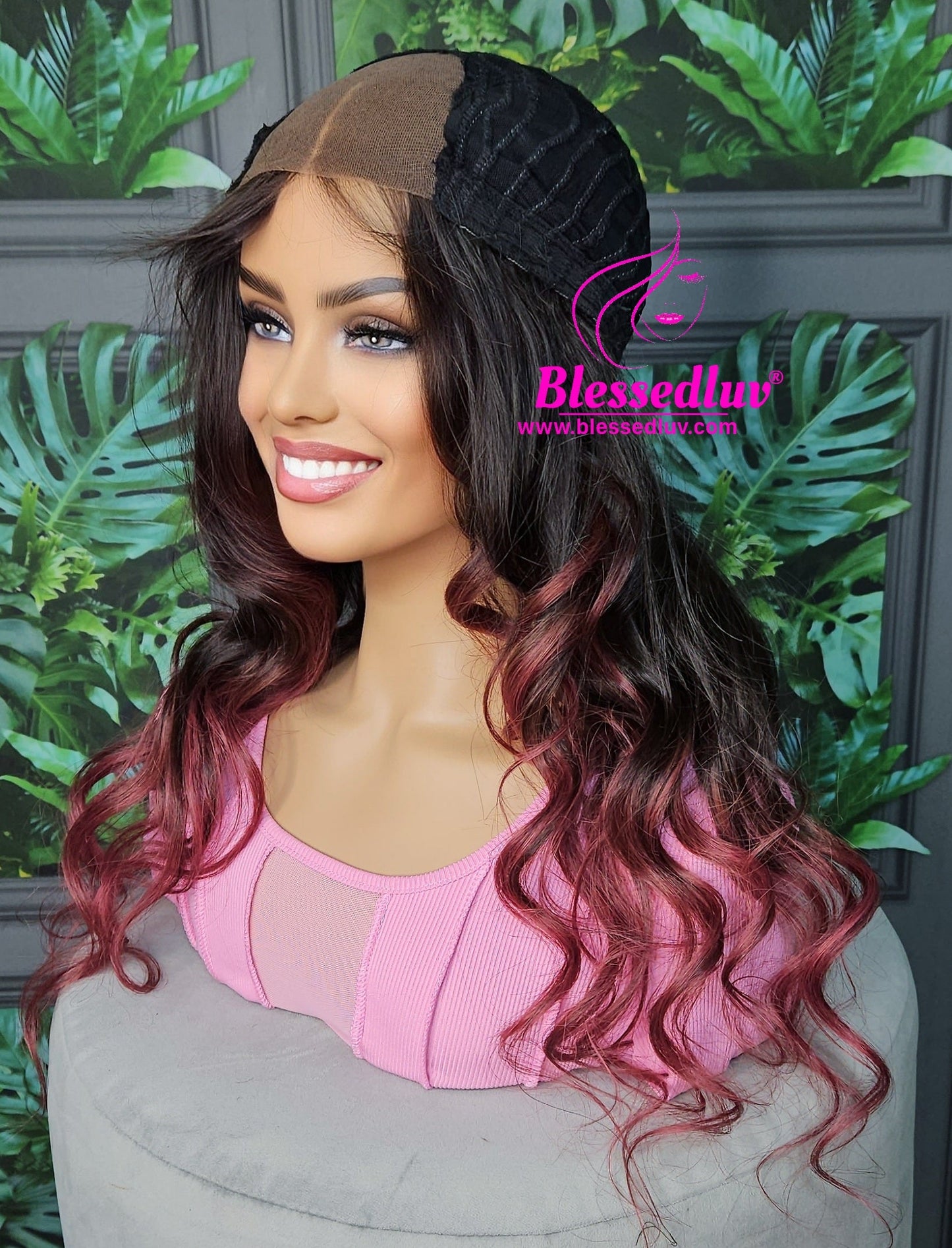 Daisy - Burgundy Ombré Closure Wig-Wigs-www.blessedluv.com-Brazilianweave.com