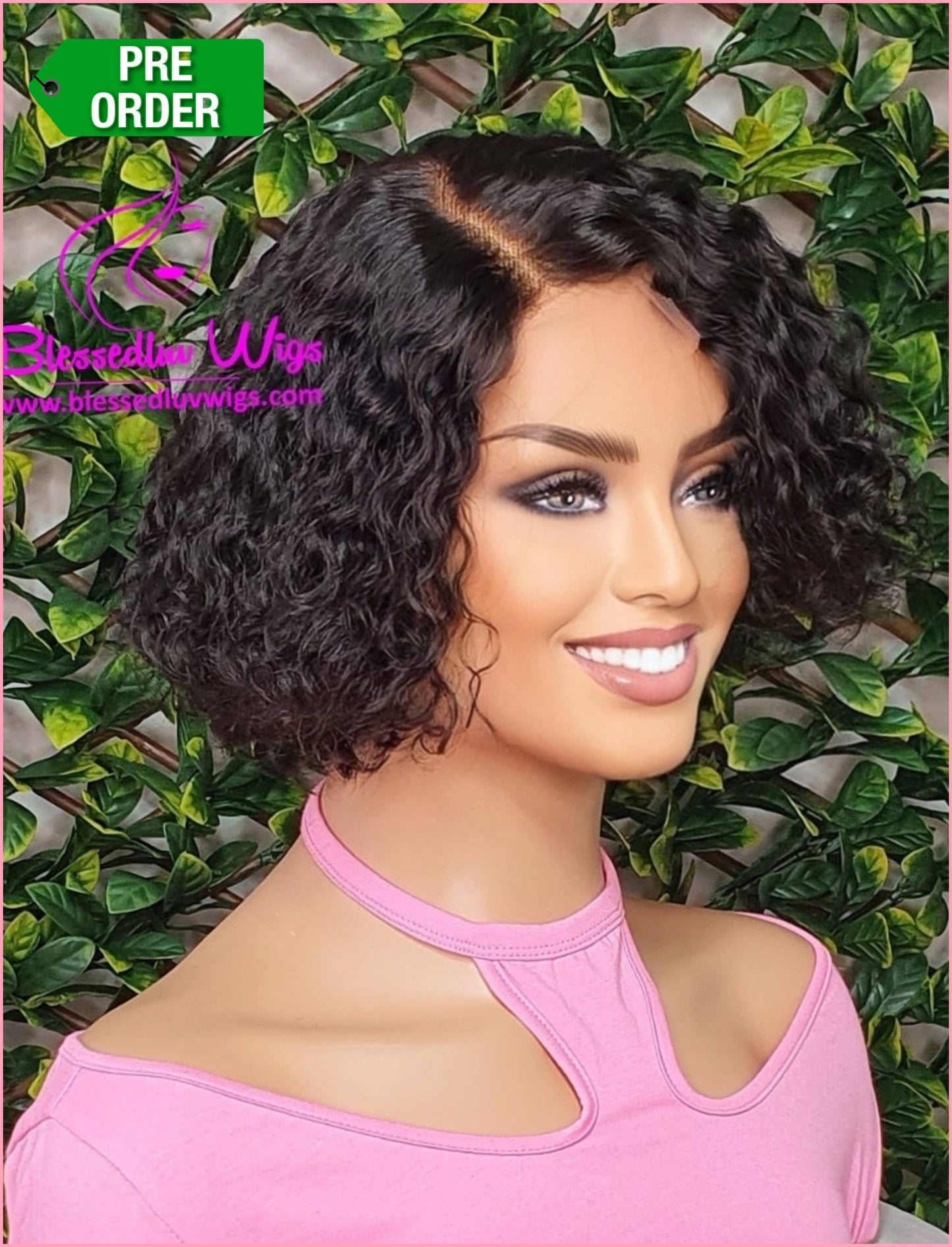 Madeline - Curly Blunt bob Brazilian Lace Closure Wig Sale-Wig-Blessedluv.com-Brazilianweave.com