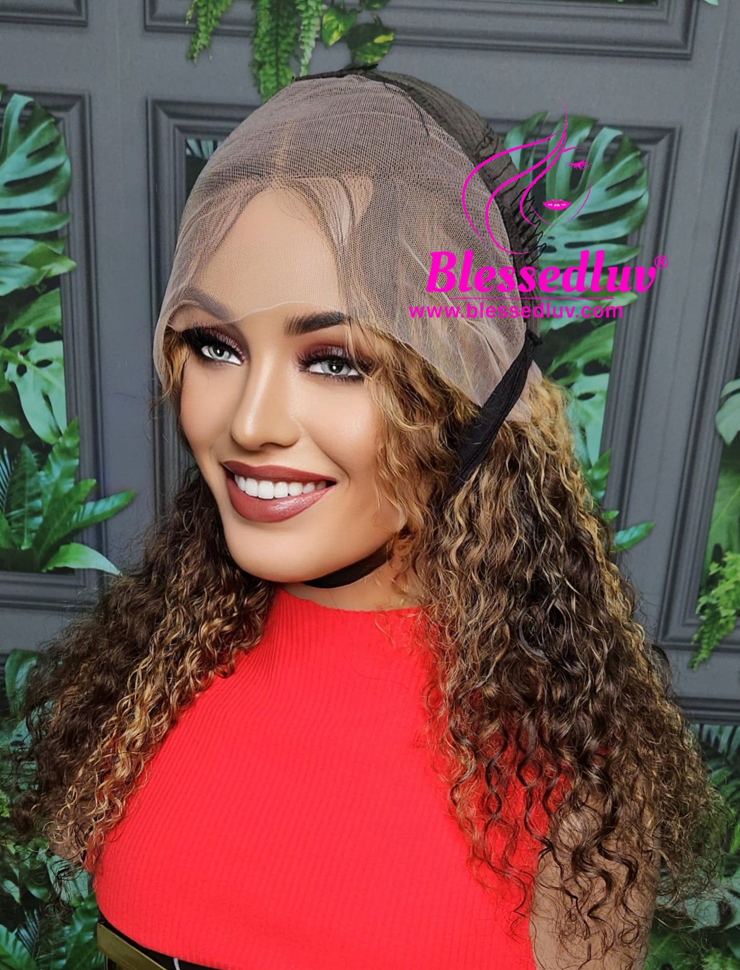 Hana - Glueless Highlights Curly Frontal Wig-Wigs-www.blessedluv.com-Brazilianweave.com