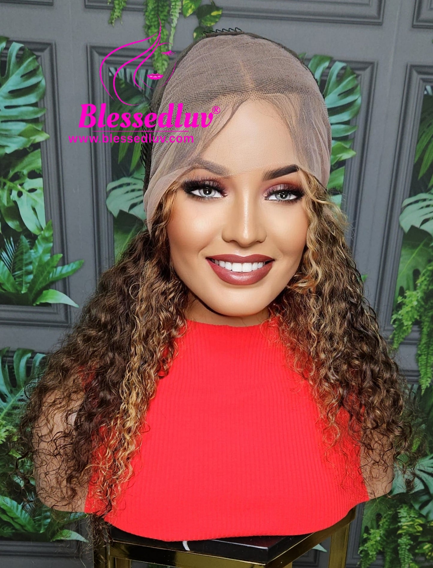 Hana - Glueless Highlights Curly Frontal Wig-Wigs-www.blessedluv.com-Brazilianweave.com