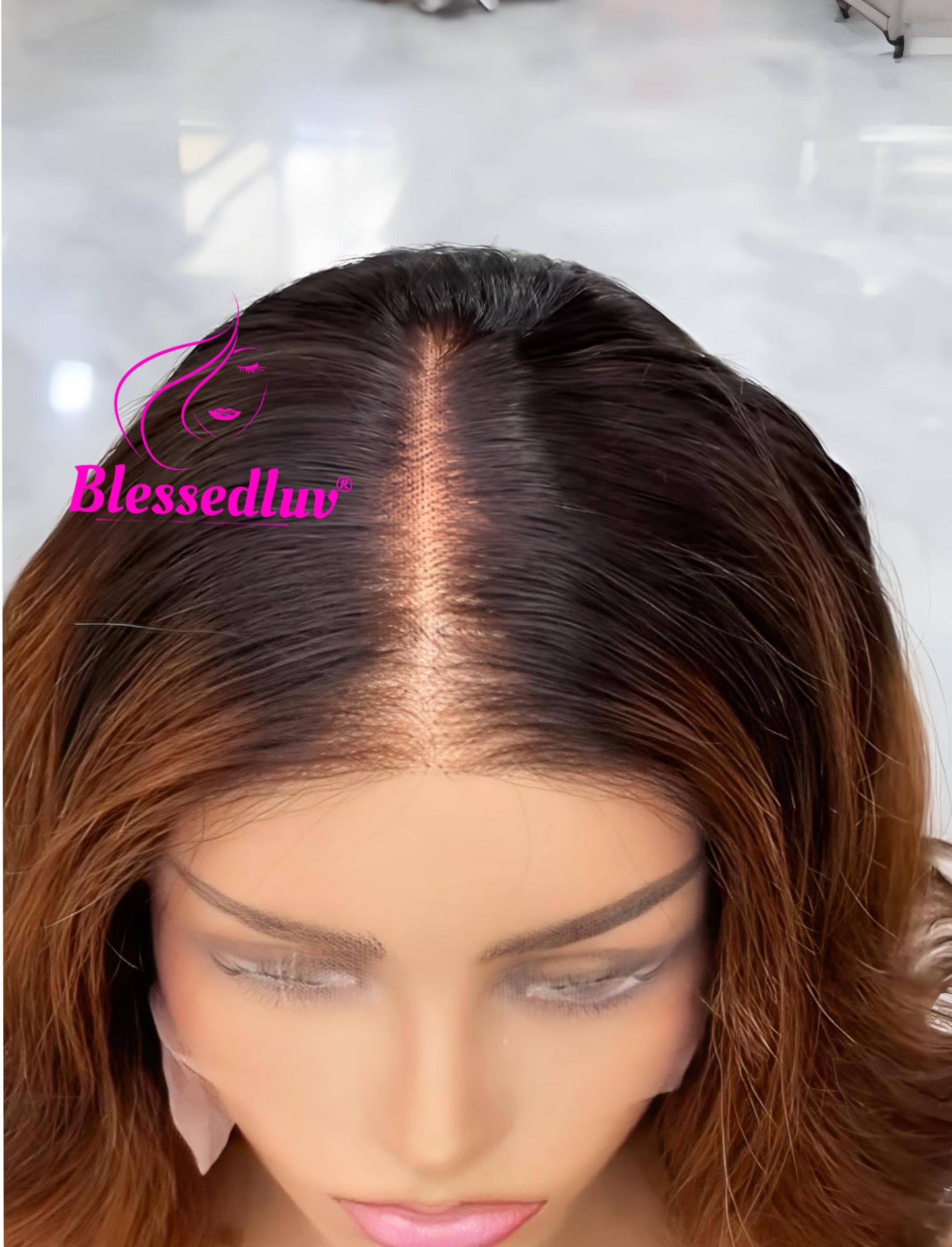 Sandra- HD Lace Frontal Ombre Wig - Bouncy Curls-Wig-Blessedluv.com-Brazilianweave.com