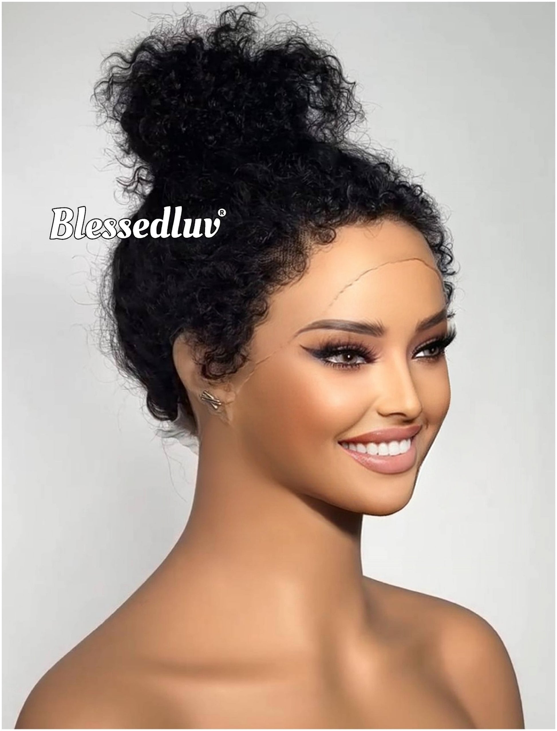 Victoria - Curly 360 Drawstring Frontal Kinky Straight Texture Ventilated Lace Wig-Blessedluv.com-Brazilianweave.com