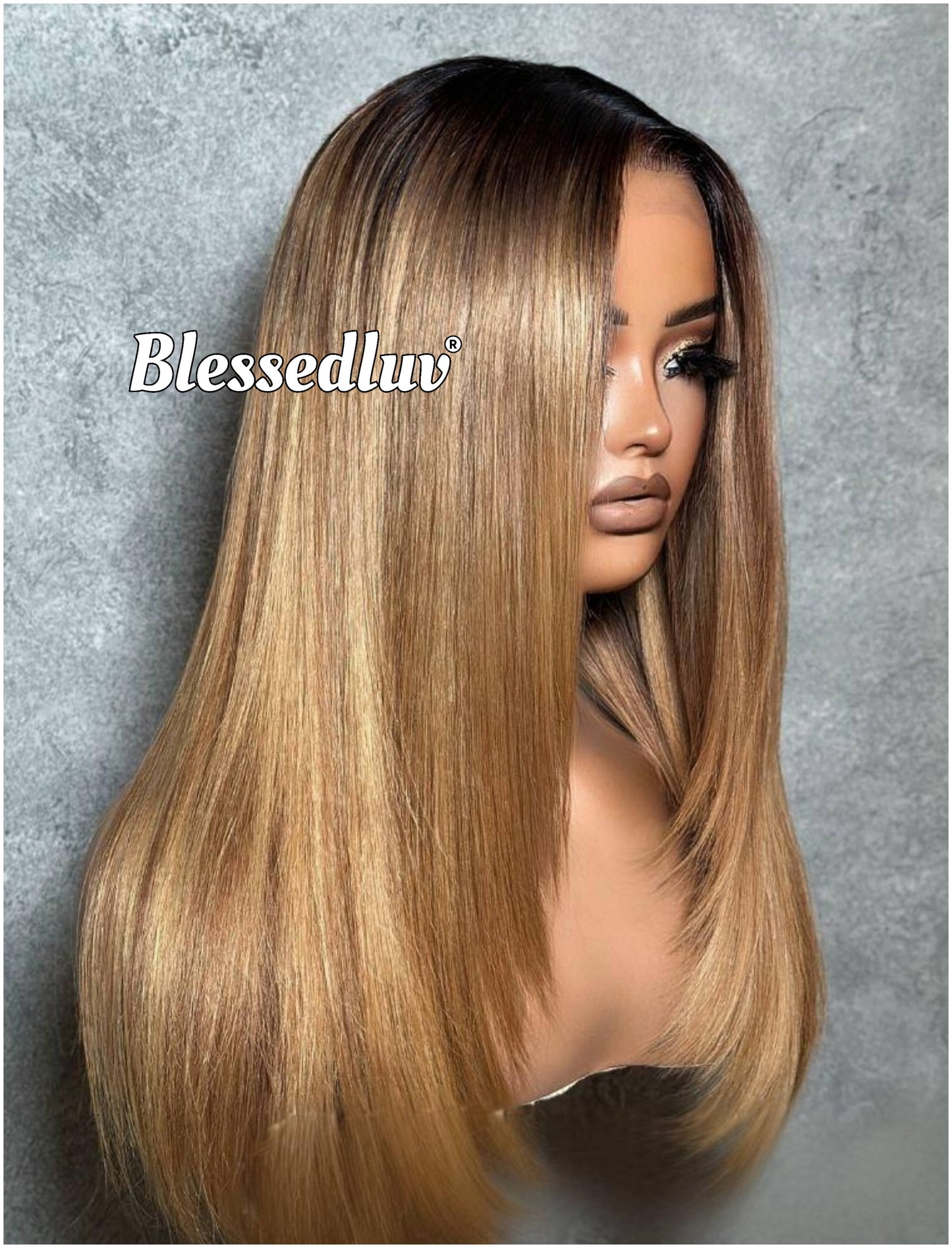 Chelsea – Glueless Layered HD 13x4 Frontal Lace Wig in Golden Ombré, Ready to Wear-Blessedluv.com-Brazilianweave.com