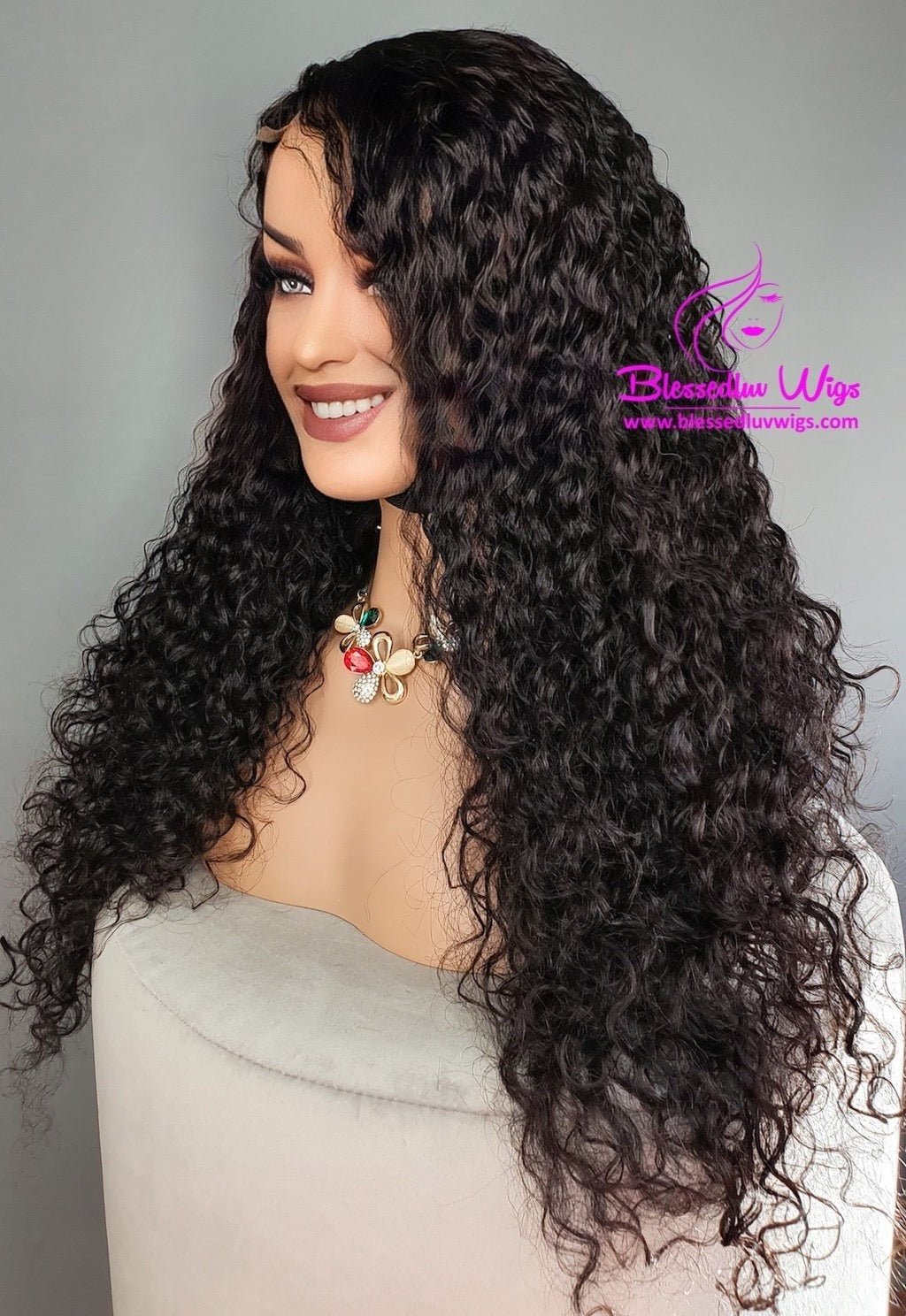 Amara - Natural Curly Brazilian Lace Frontal Wig - 22 Inch SALE WIG-Wigs-www.blessedluv.com-Brazilianweave.com