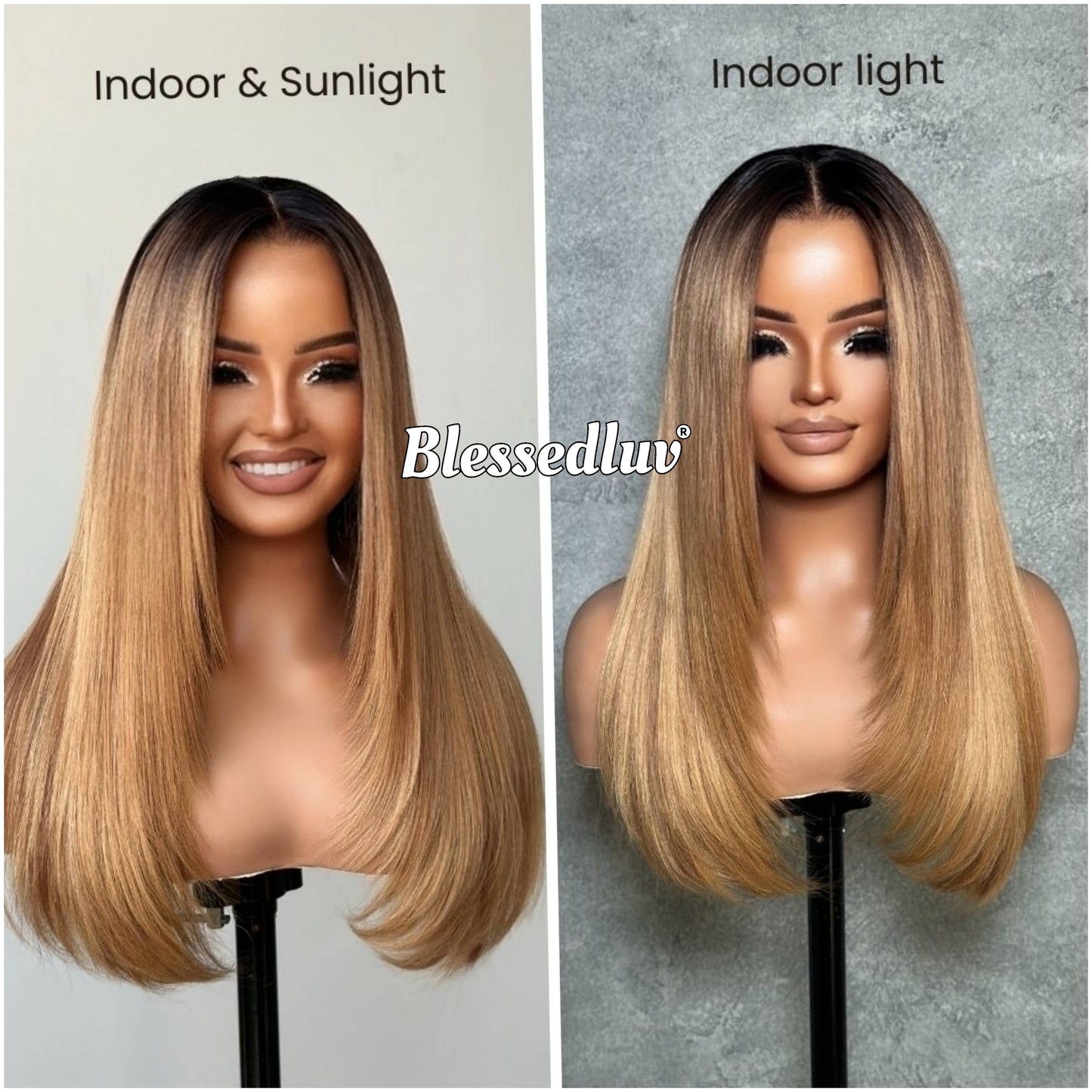 Chelsea – Glueless Layered HD 13x4 Frontal Lace Wig in Golden Ombré, Ready to Wear-Blessedluv.com-Brazilianweave.com