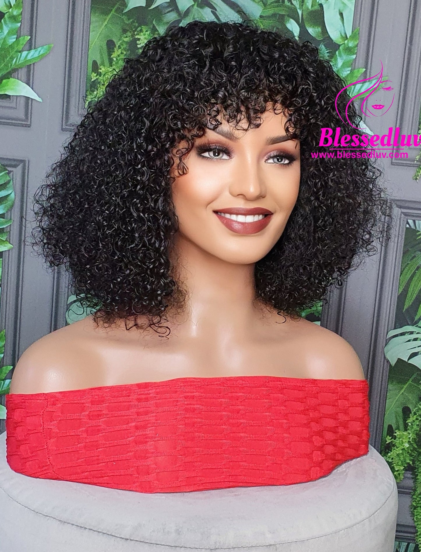 Kemi - Brazilian Curly Fringe Machine Wig SALE-Wig-Blessedluv.com-Brazilianweave.com