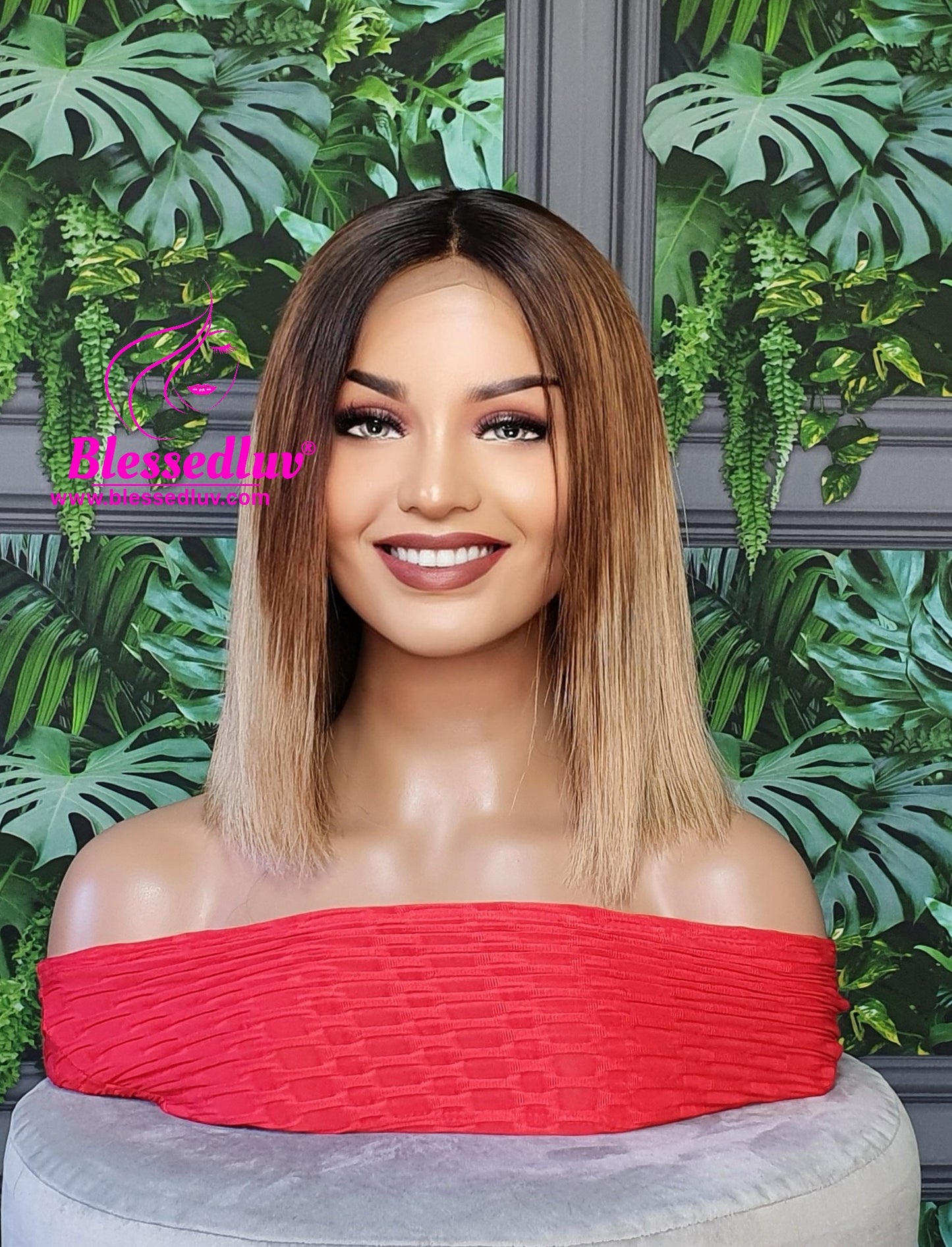 Carliee - Ombre Bob Brazilian Lace Frontal Wig-www.blessedluv.com-Brazilianweave.com