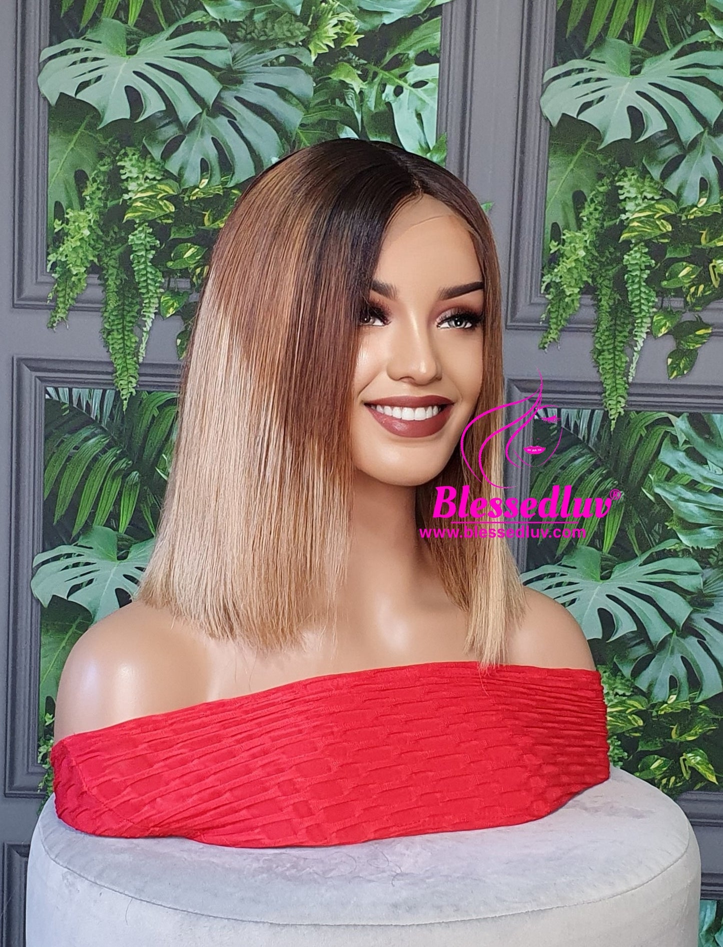 Carliee - Ombre Bob Brazilian Lace Frontal Wig-www.blessedluv.com-Brazilianweave.com