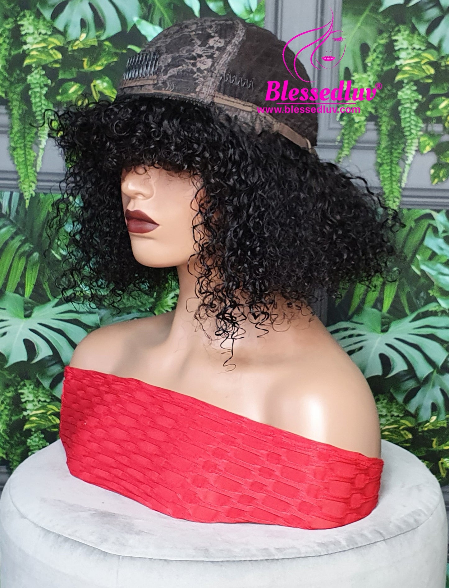 Kemi - Brazilian Curly Fringe Machine Wig SALE-Wig-Blessedluv.com-Brazilianweave.com