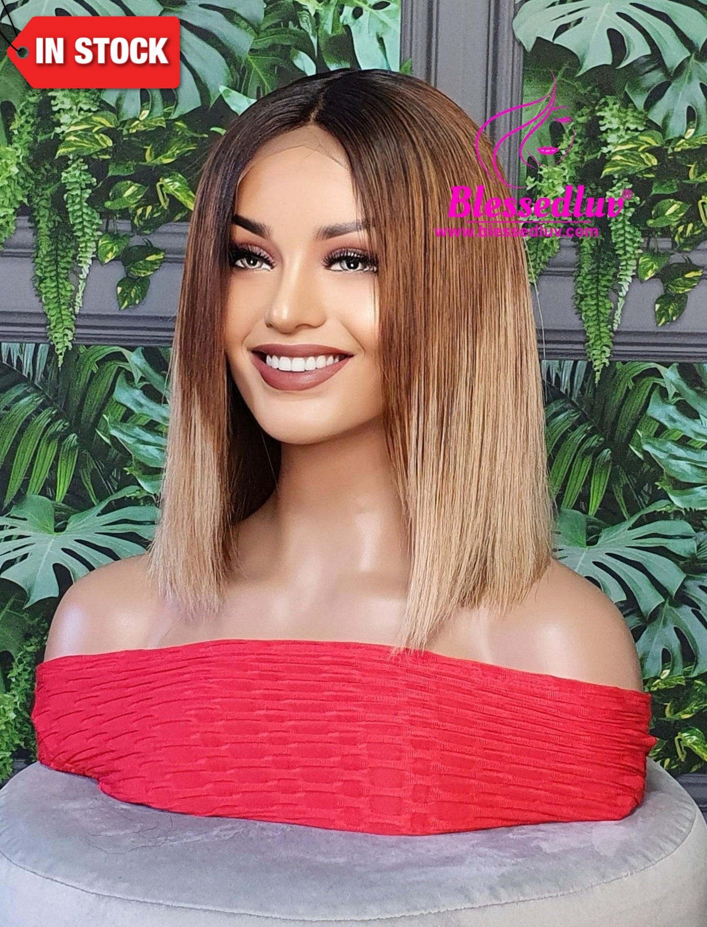 Carliee - Ombre Bob Brazilian Lace Frontal Wig-www.blessedluv.com-Brazilianweave.com