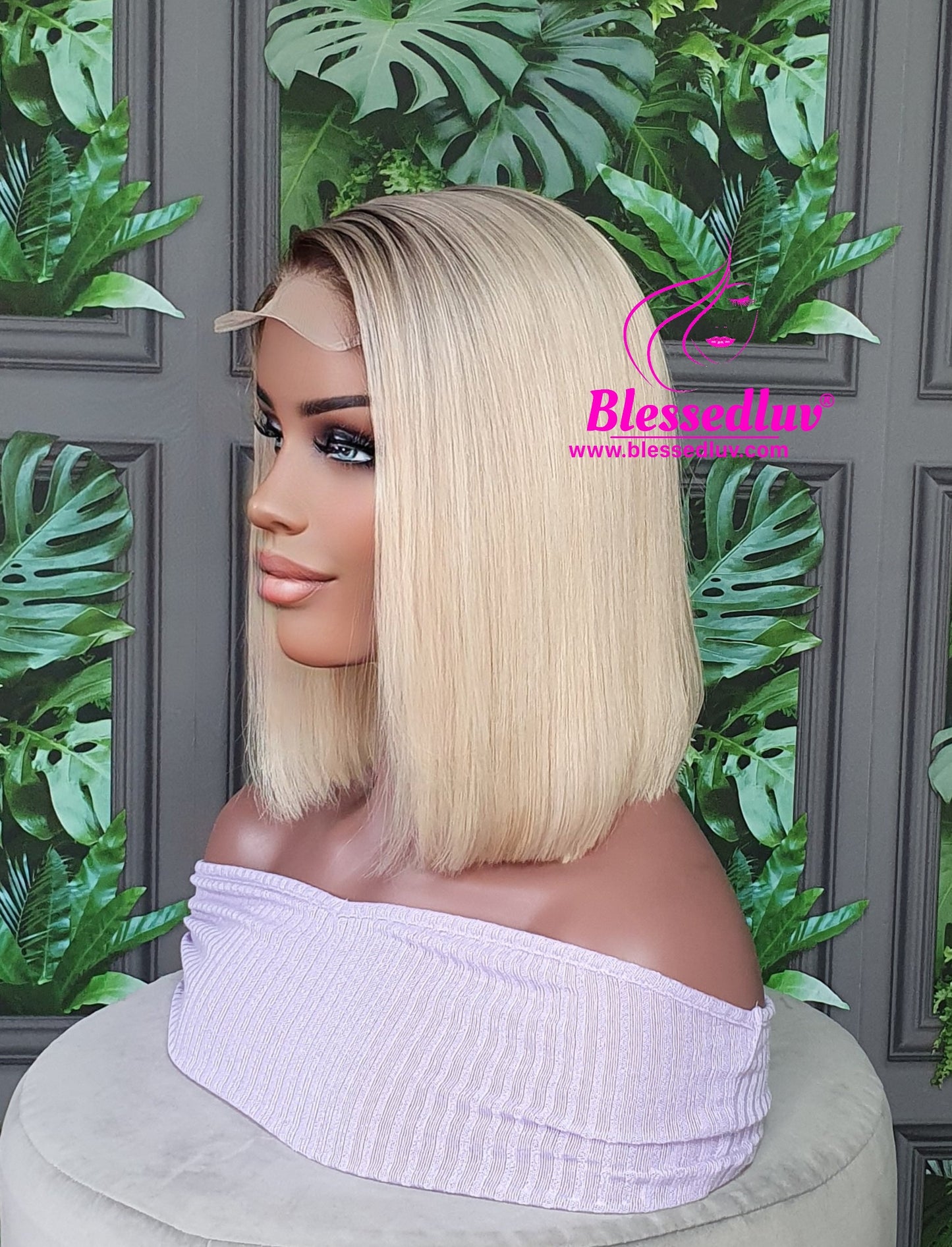 Carlie - Ombre Blonde Closure Bob Wig-www.blessedluv.com-Brazilianweave.com