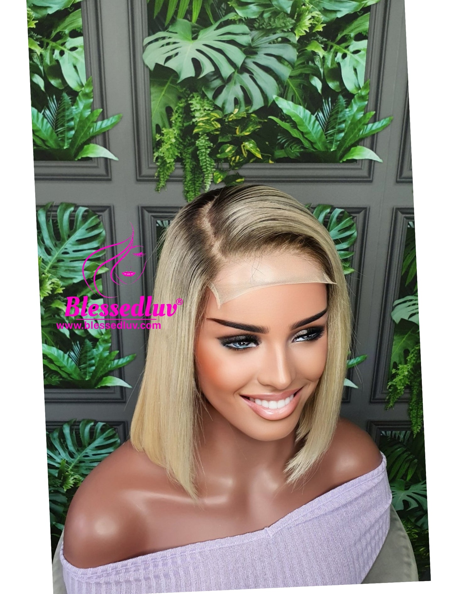 Carlie - Ombre Blonde Closure Bob Wig-www.blessedluv.com-Brazilianweave.com