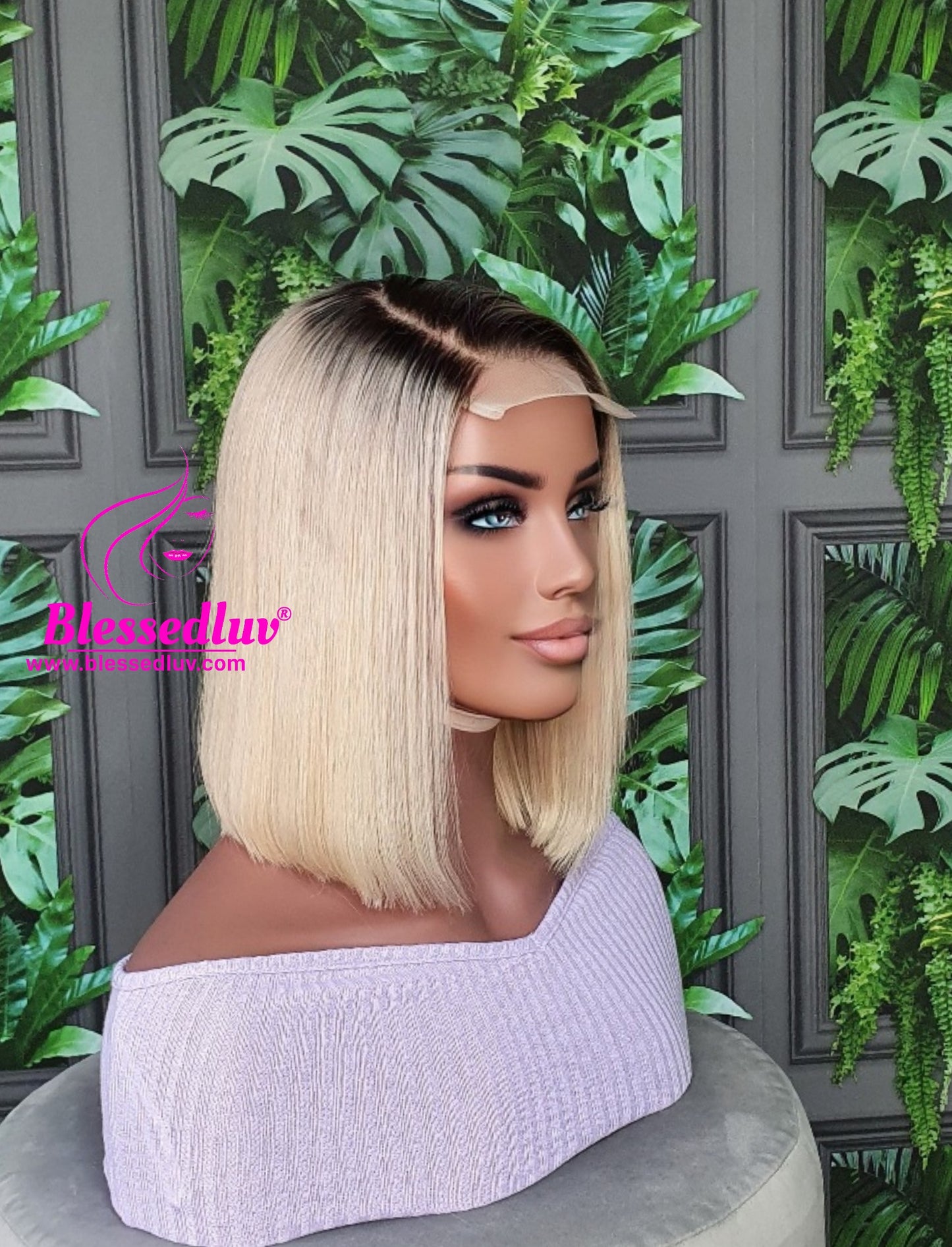 Carlie - Ombre Blonde Closure Bob Wig-www.blessedluv.com-Brazilianweave.com