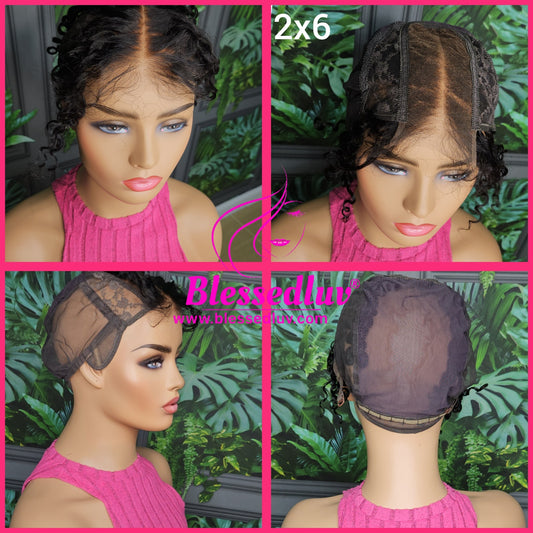 12 inch - 2 in 1 Glueless Wig Cap: 2x6 Real HD Lace Closure - Curly - SALE-Wigs-Blessedluv.com-Brazilianweave.com
