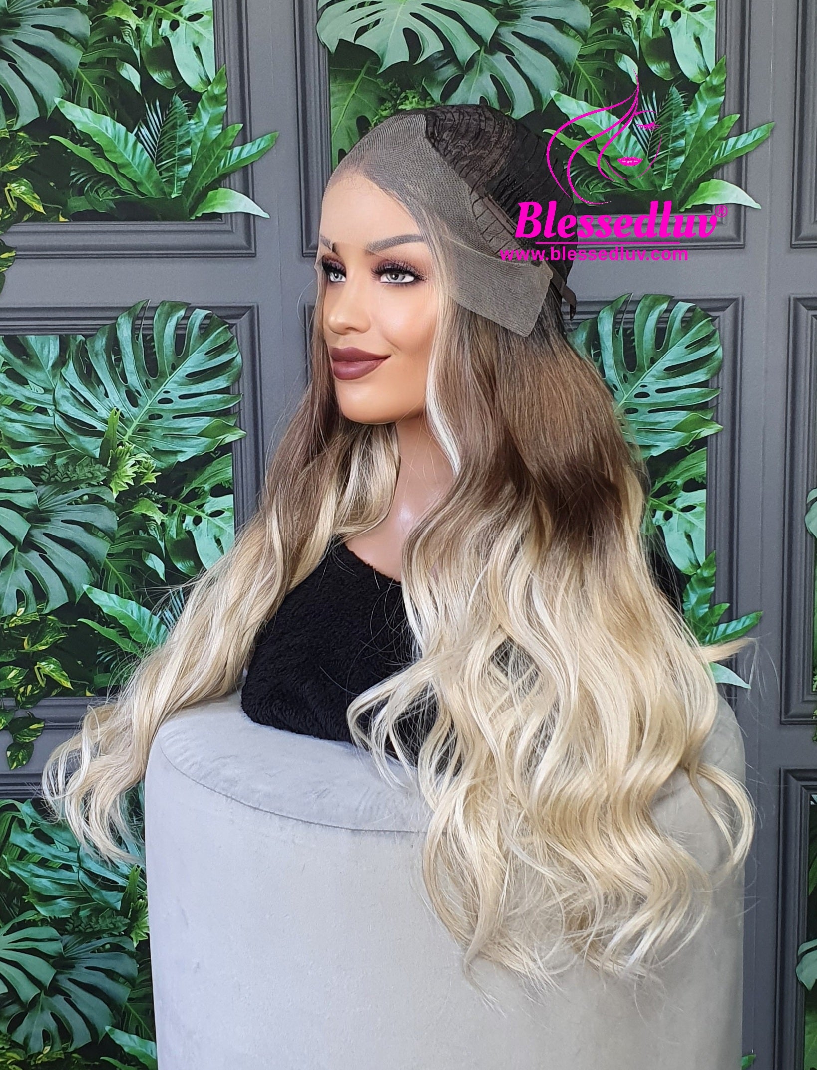 Amber - Synthetic Ombré Balayage Lace Front Wig-Wigs-www.blessedluv.com-Brazilianweave.com