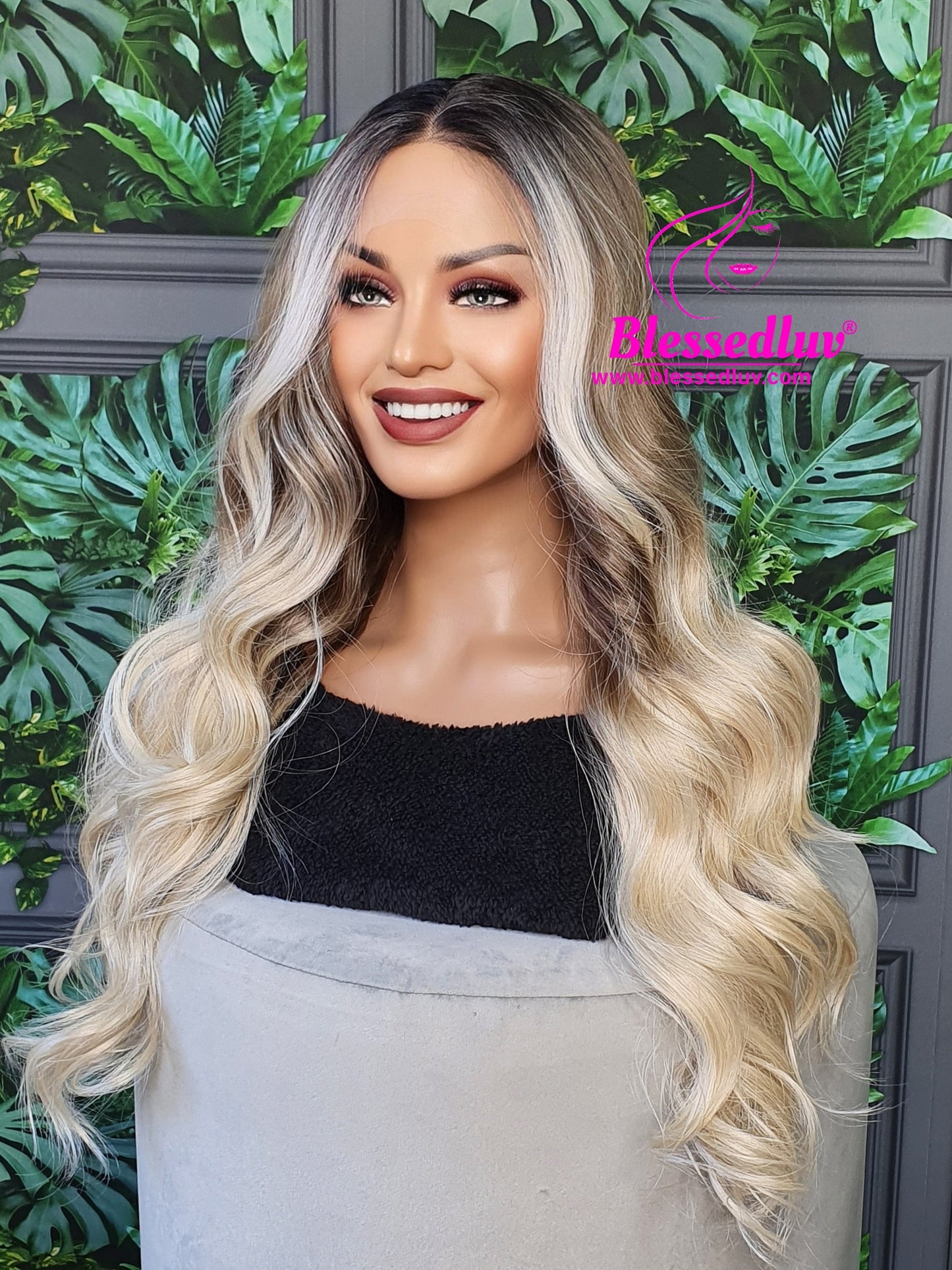 Amber - Synthetic Ombré Balayage Lace Front Wig-Wigs-www.blessedluv.com-Brazilianweave.com