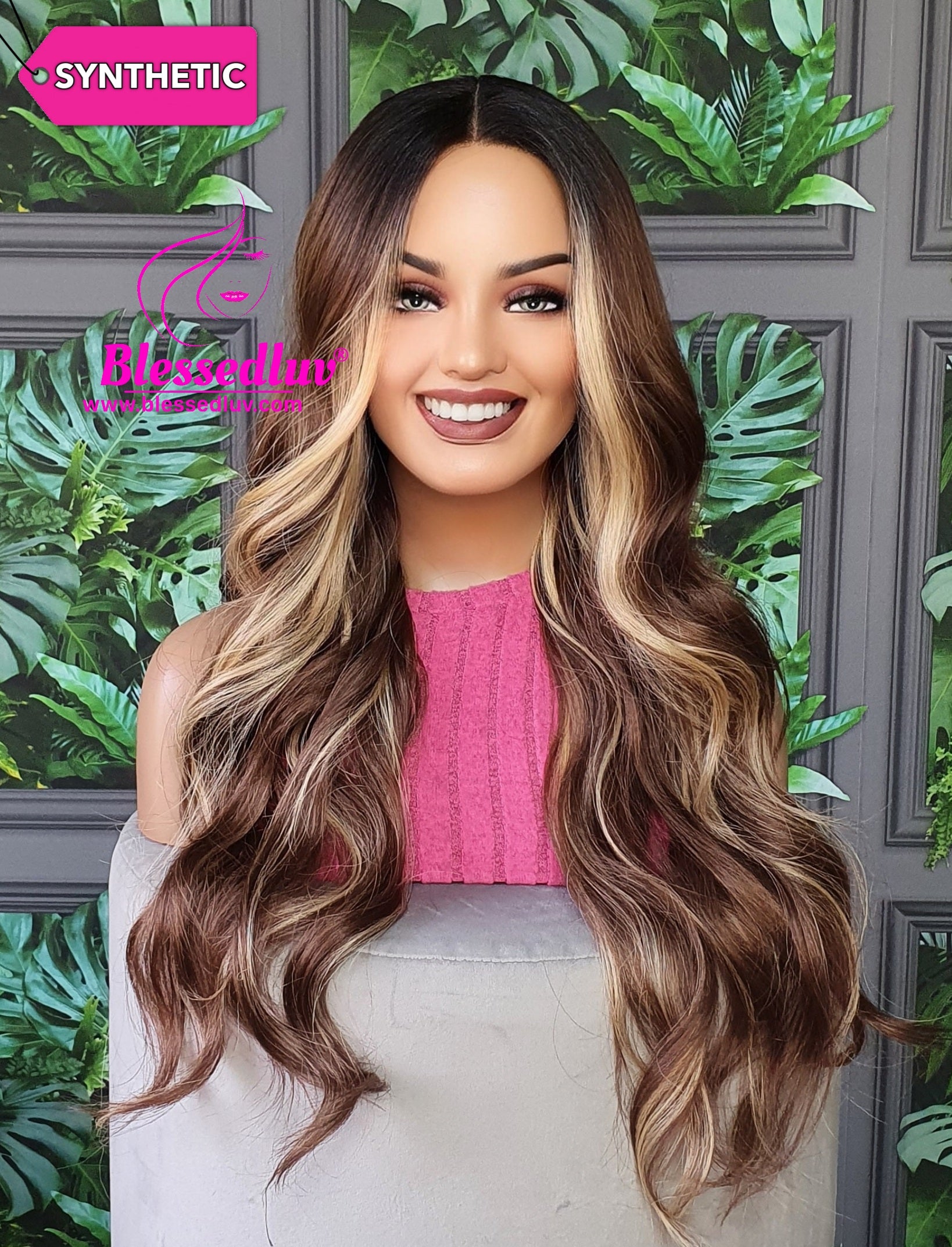 Zara - Synthetic Ombré Balayage Lace Front Wig-Wigs-www.blessedluv.com-Brazilianweave.com