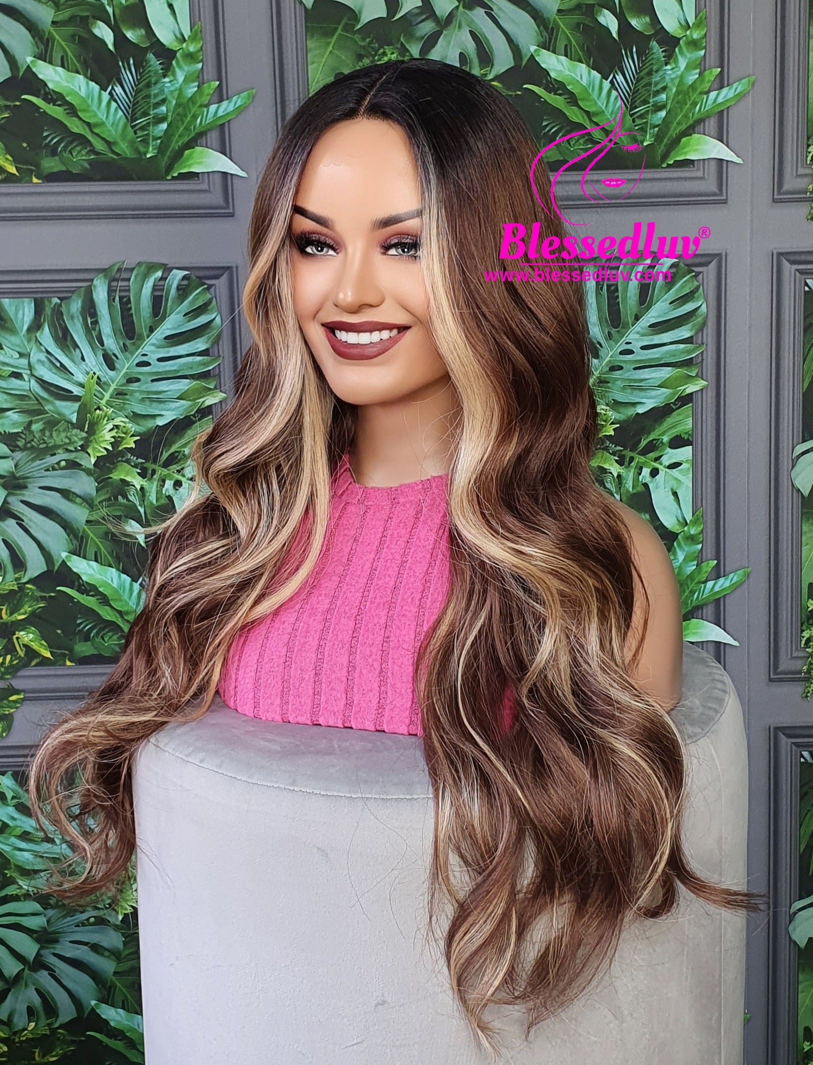 Zara - Synthetic Ombré Balayage Lace Front Wig-Wigs-www.blessedluv.com-Brazilianweave.com