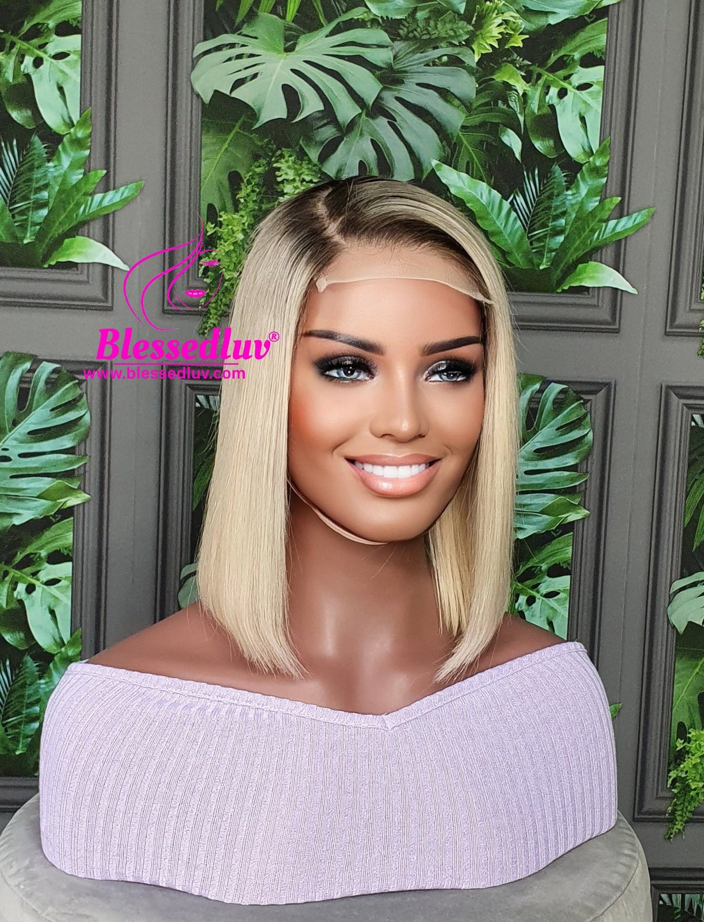 Carlie - Ombre Blonde Closure Bob Wig - SALE-www.blessedluv.com-Brazilianweave.com