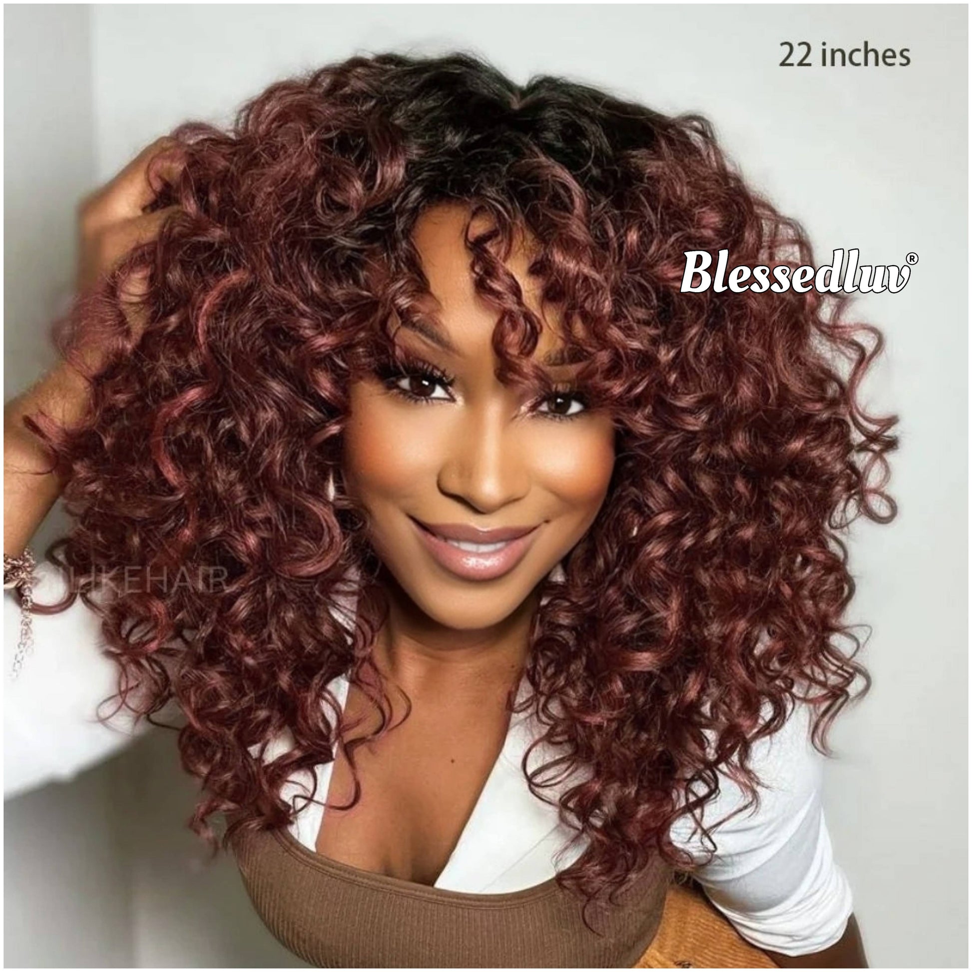 Ginger – Glueless Curly Bangs Wig Balayage, Ready to Wear-Blessedluv.com-Brazilianweave.com